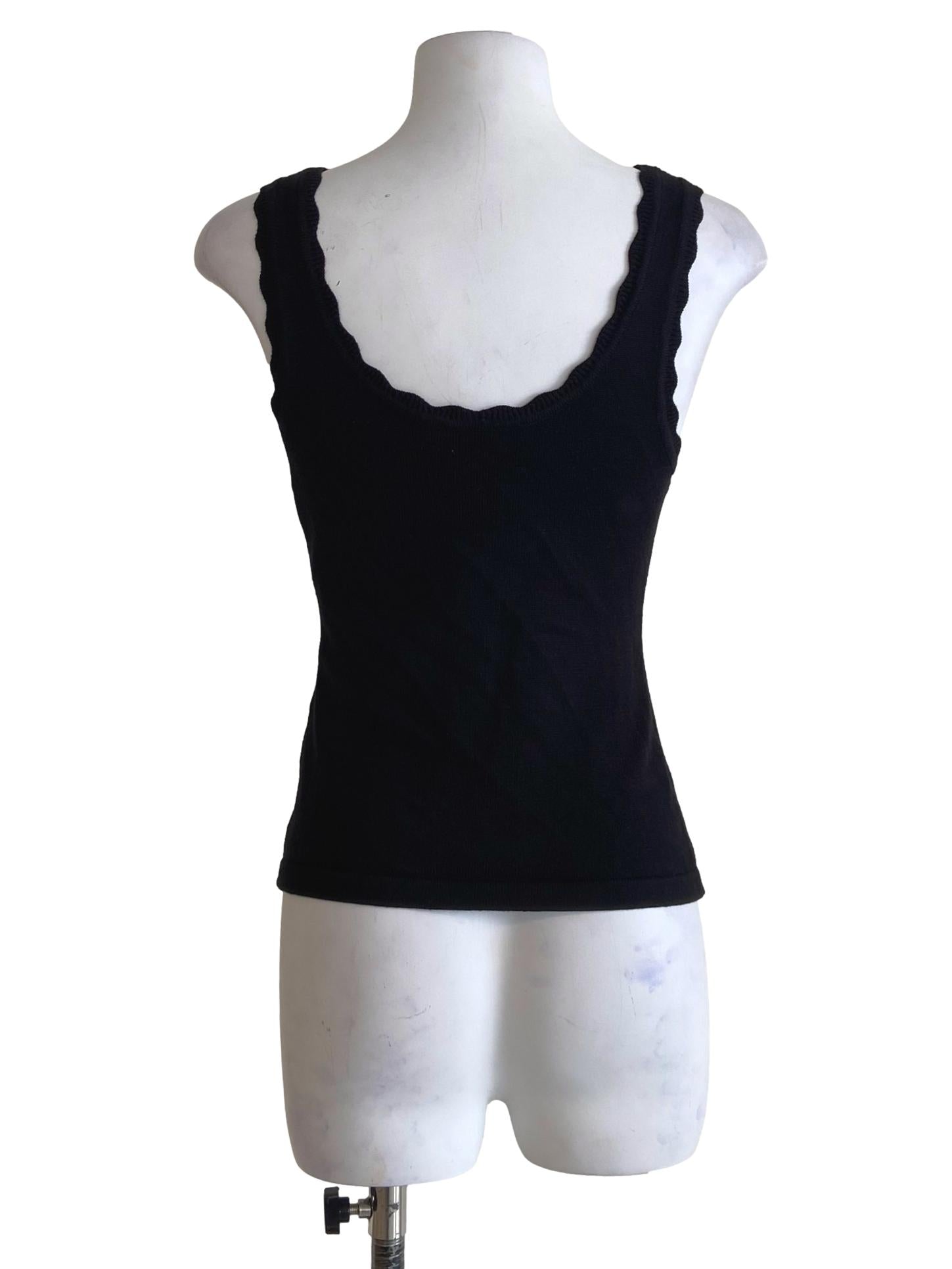 Black Lace Hem Knitted Tank Top
