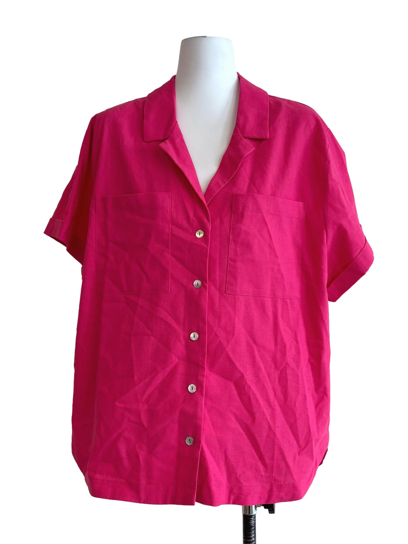 Hot Pink Linen Buttoned Shirt LB