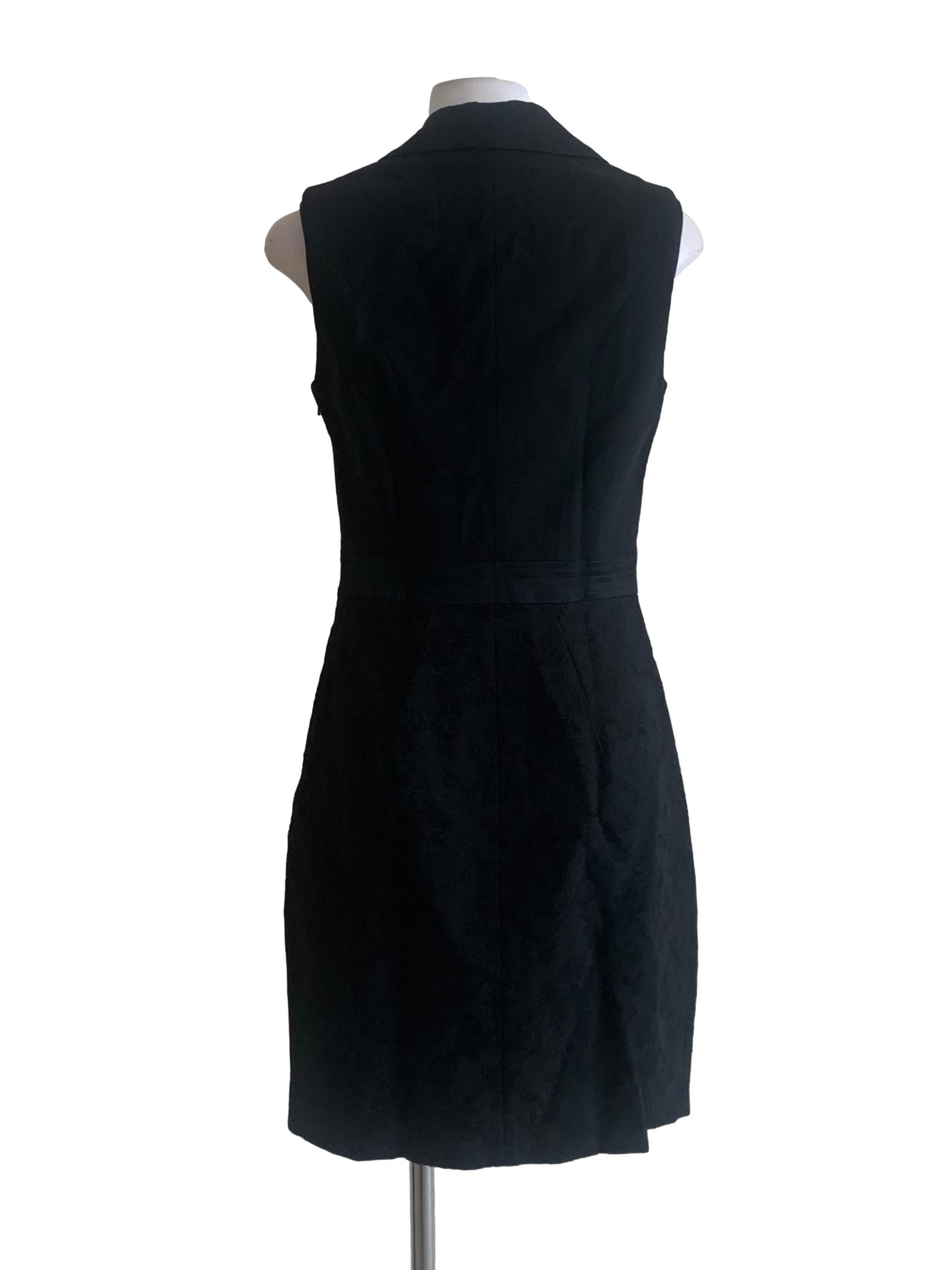 Ink Black Deep V Neck Sheath Dress