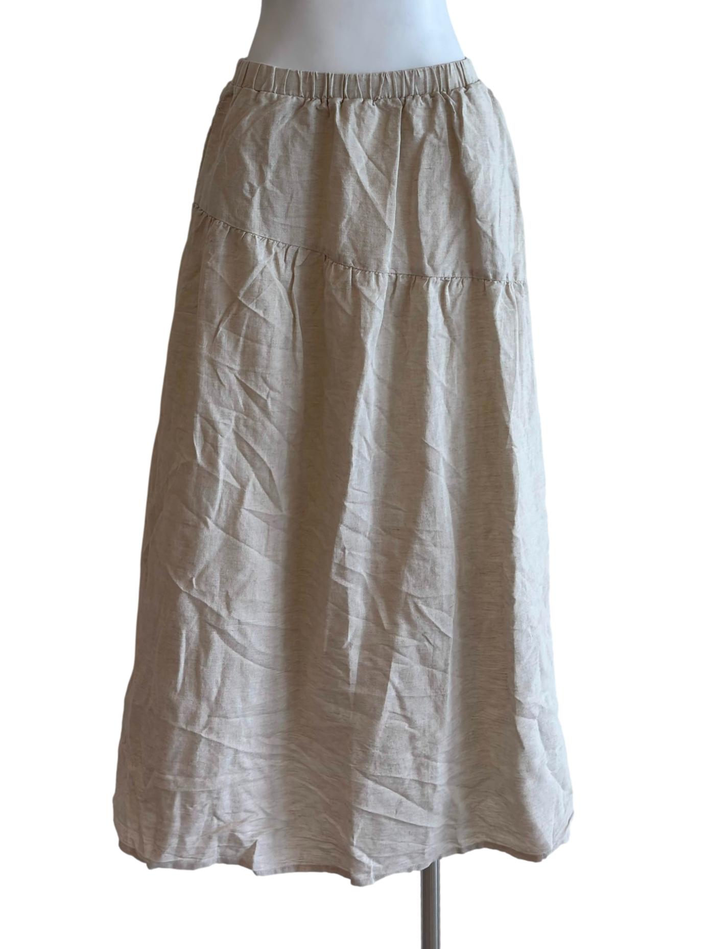 Nude Beige Midi Skirt