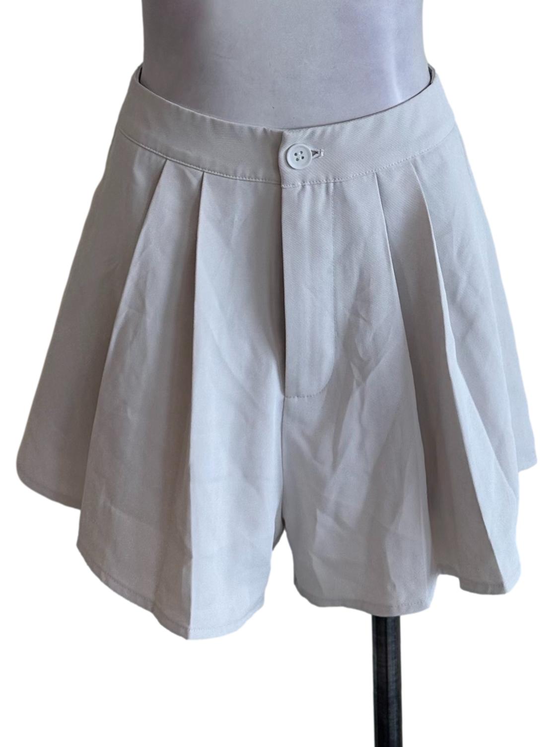 Salt White Box Pleated Shorts