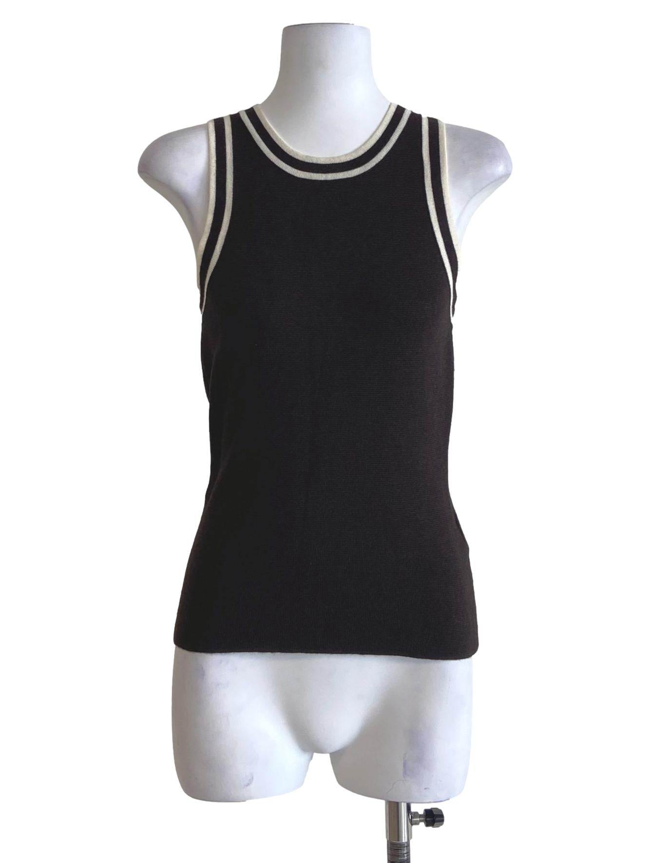 Dark Brown Contrast Tank Top