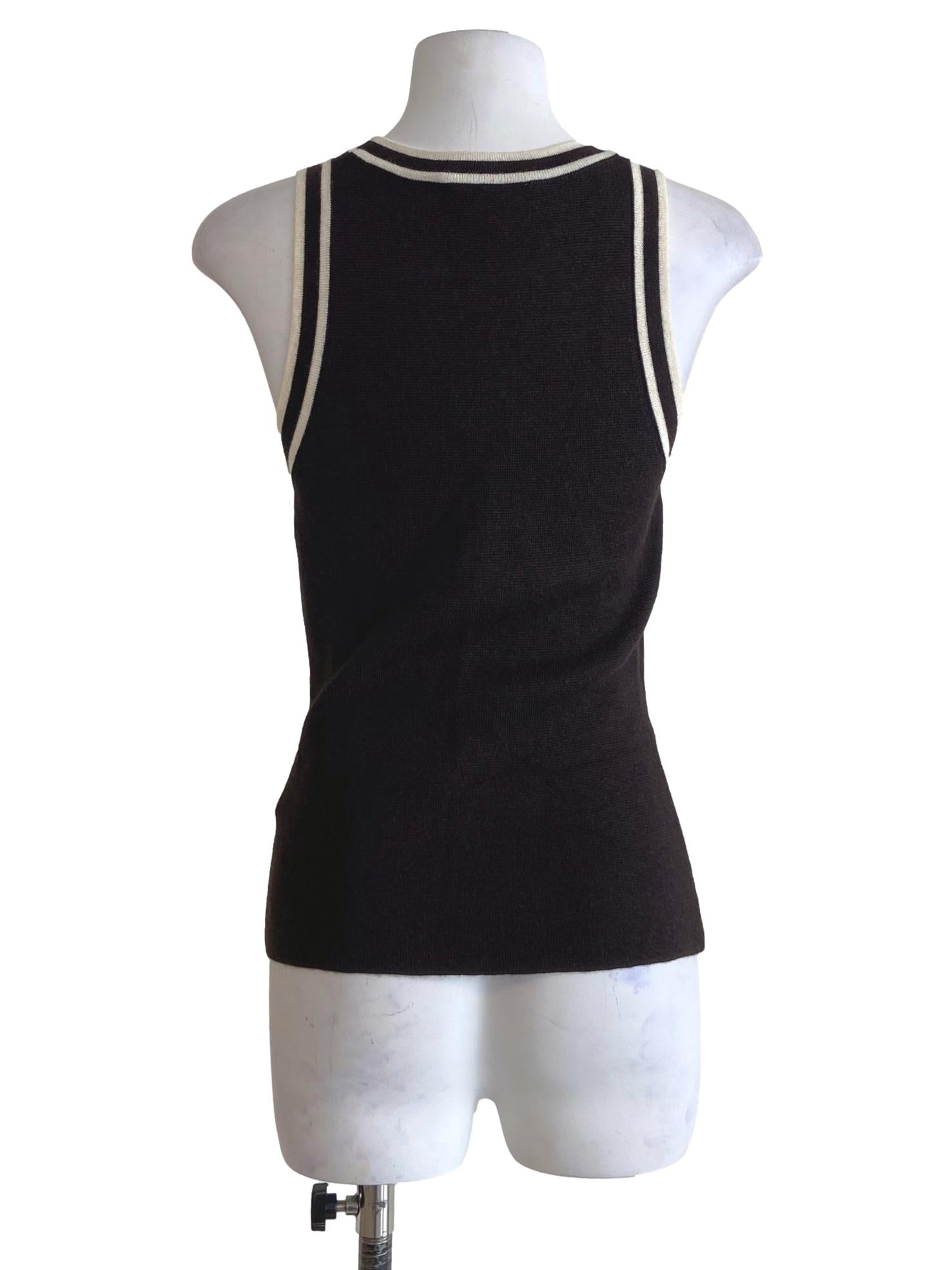 Dark Brown Contrast Tank Top