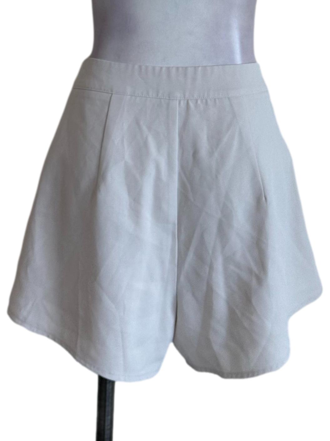 Salt White Box Pleated Shorts