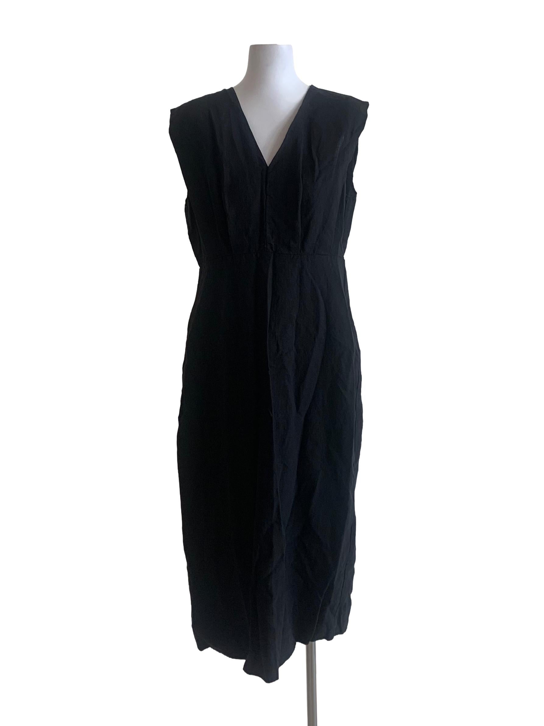 Black Pleat-Shoulder Tencel Dress OSN