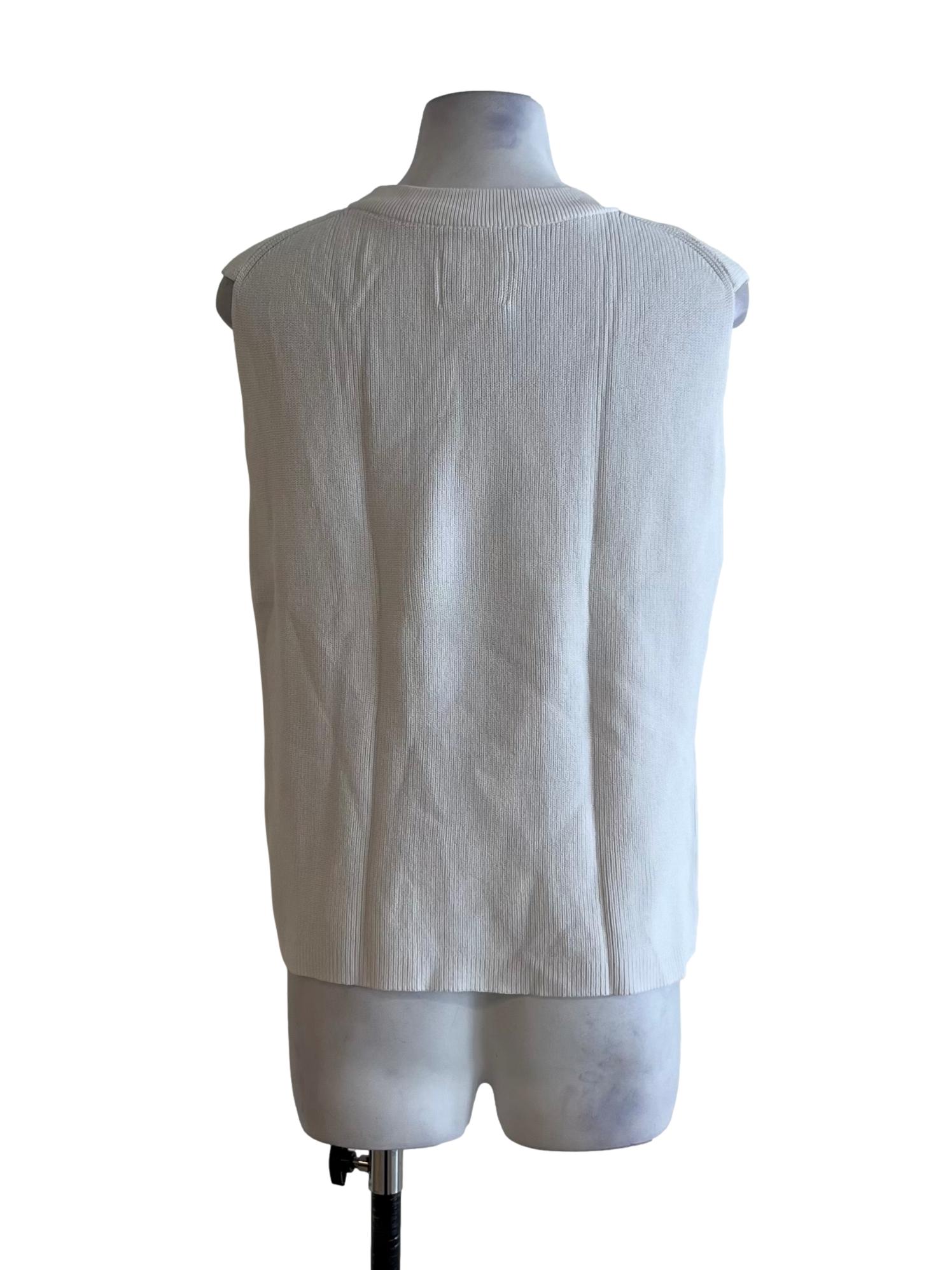 White Jewel Neckline Sleeveless Top