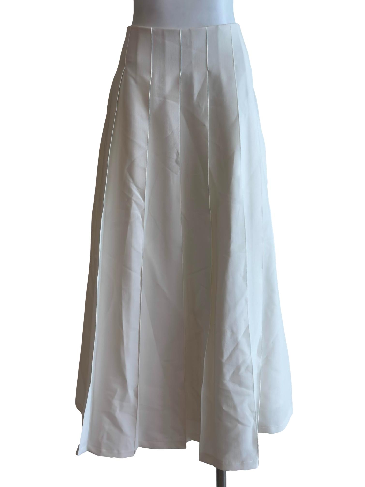 Off White Pleated Midi Skirt
