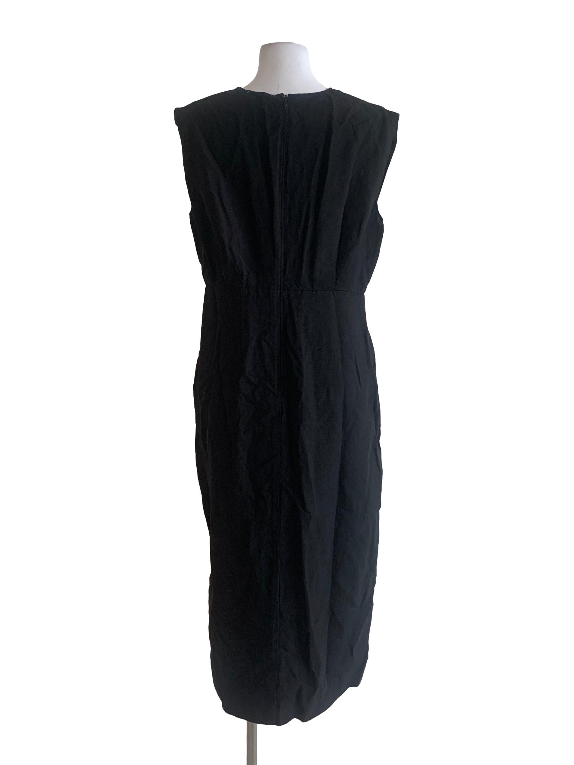 Black Pleat-Shoulder Tencel Dress OSN