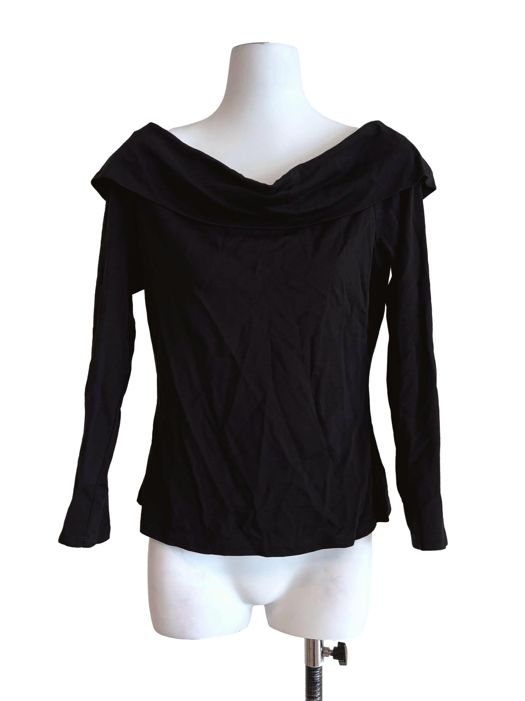 Rich Black Off Shoulder Cowl Top LB