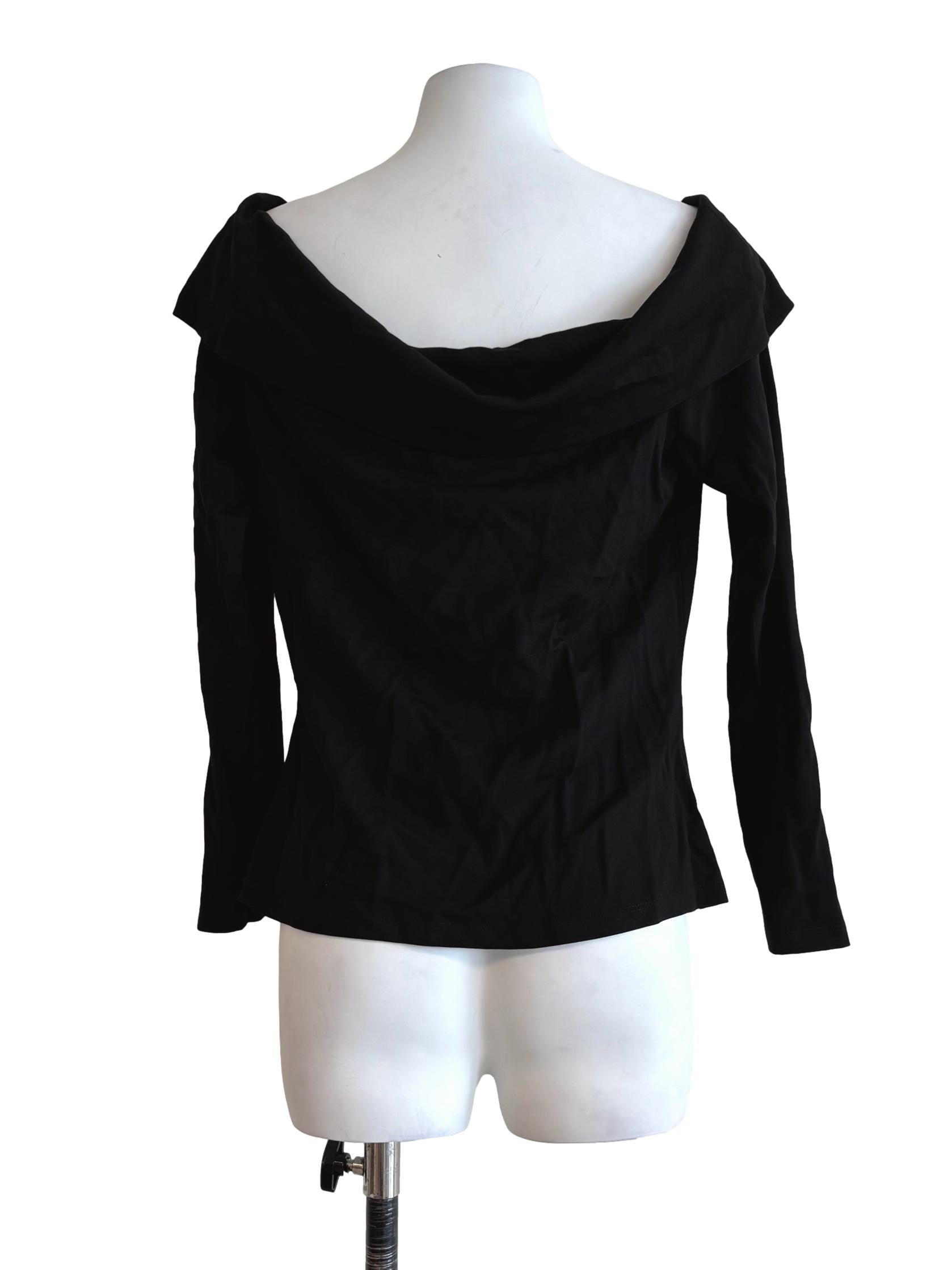 Rich Black Off Shoulder Cowl Top LB