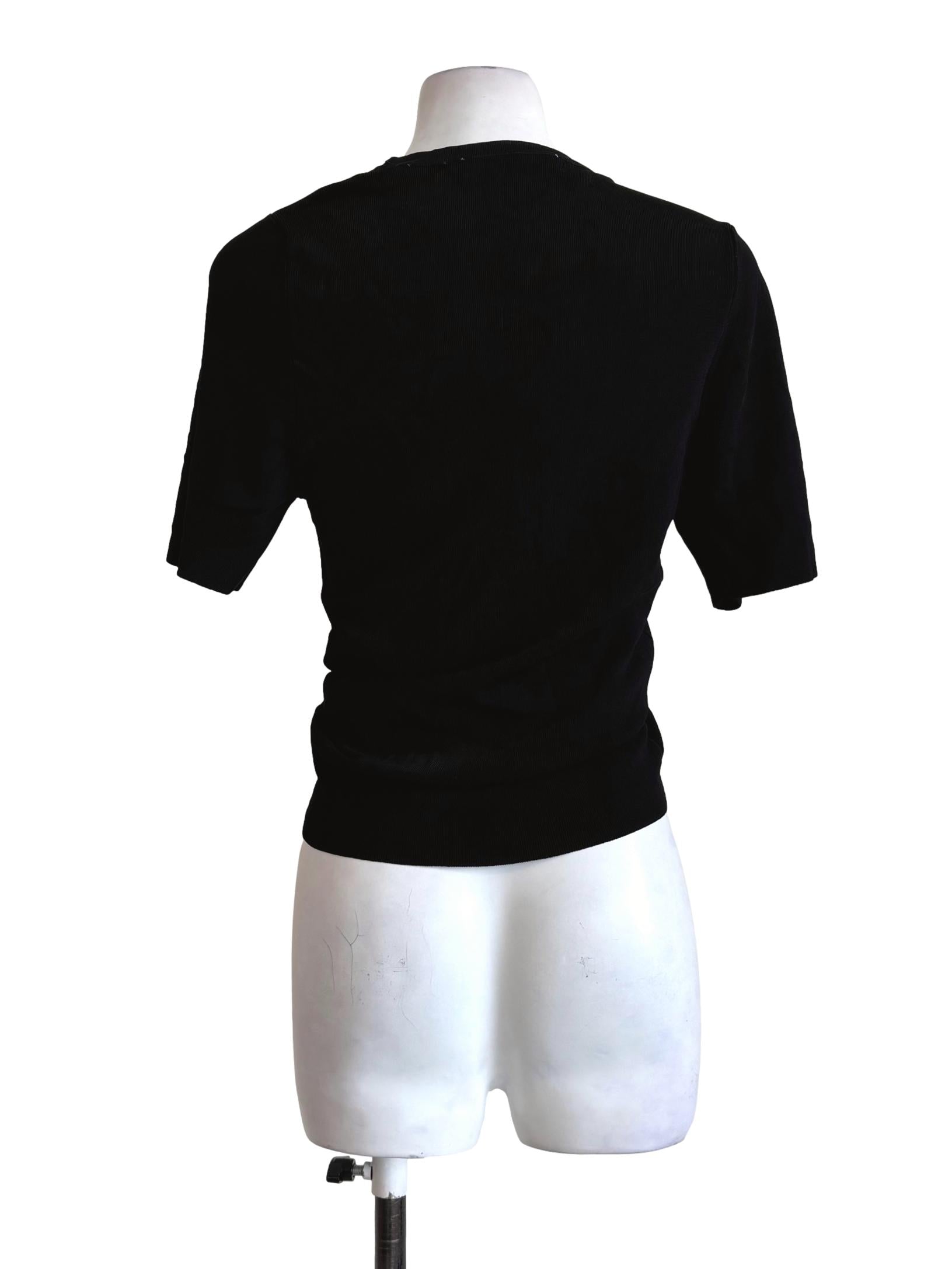 Jet Black Ruched Short Sleeve Fitted Top