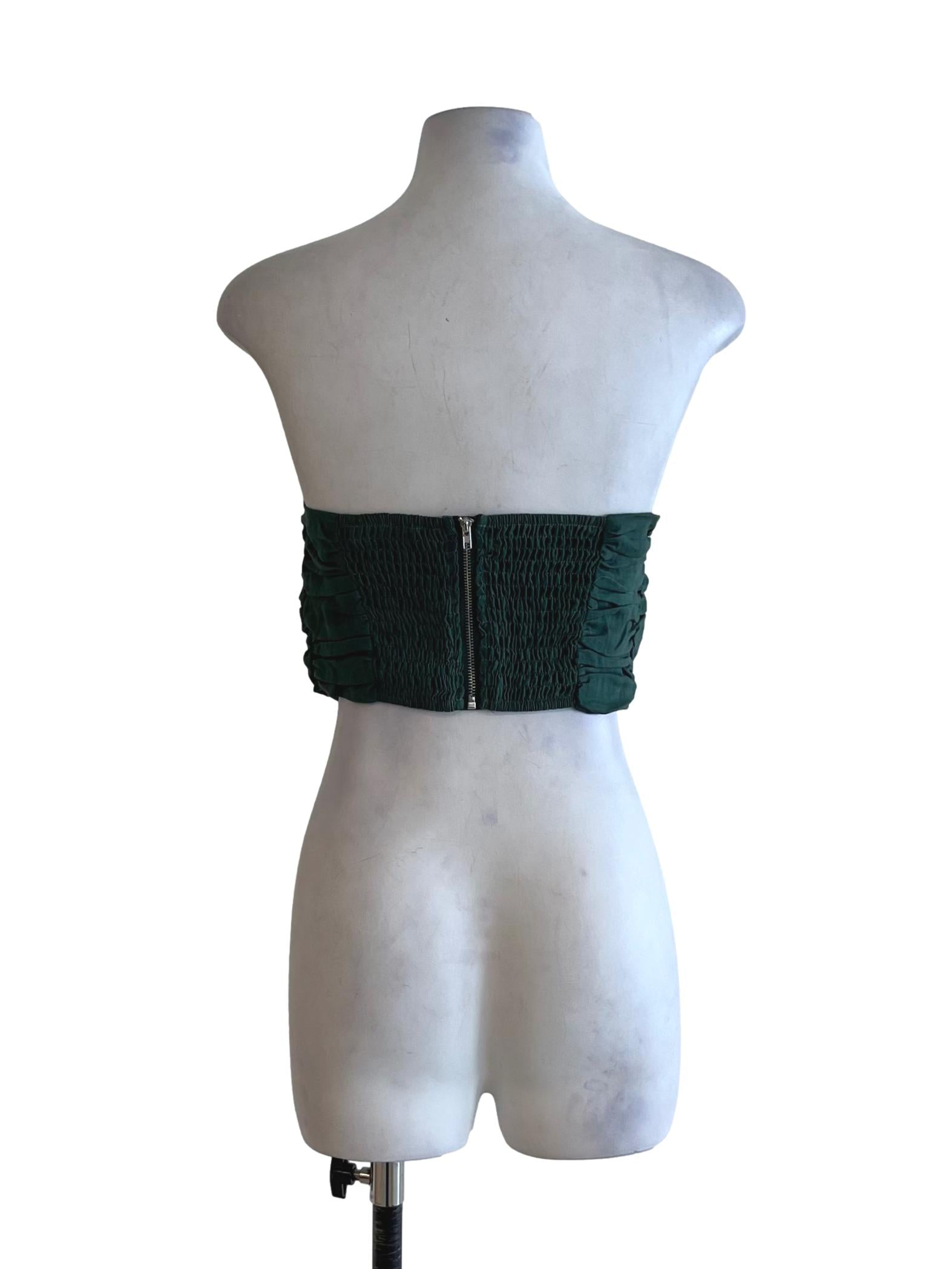 Pine Green Sweetheart Neckline Sleeveless Top