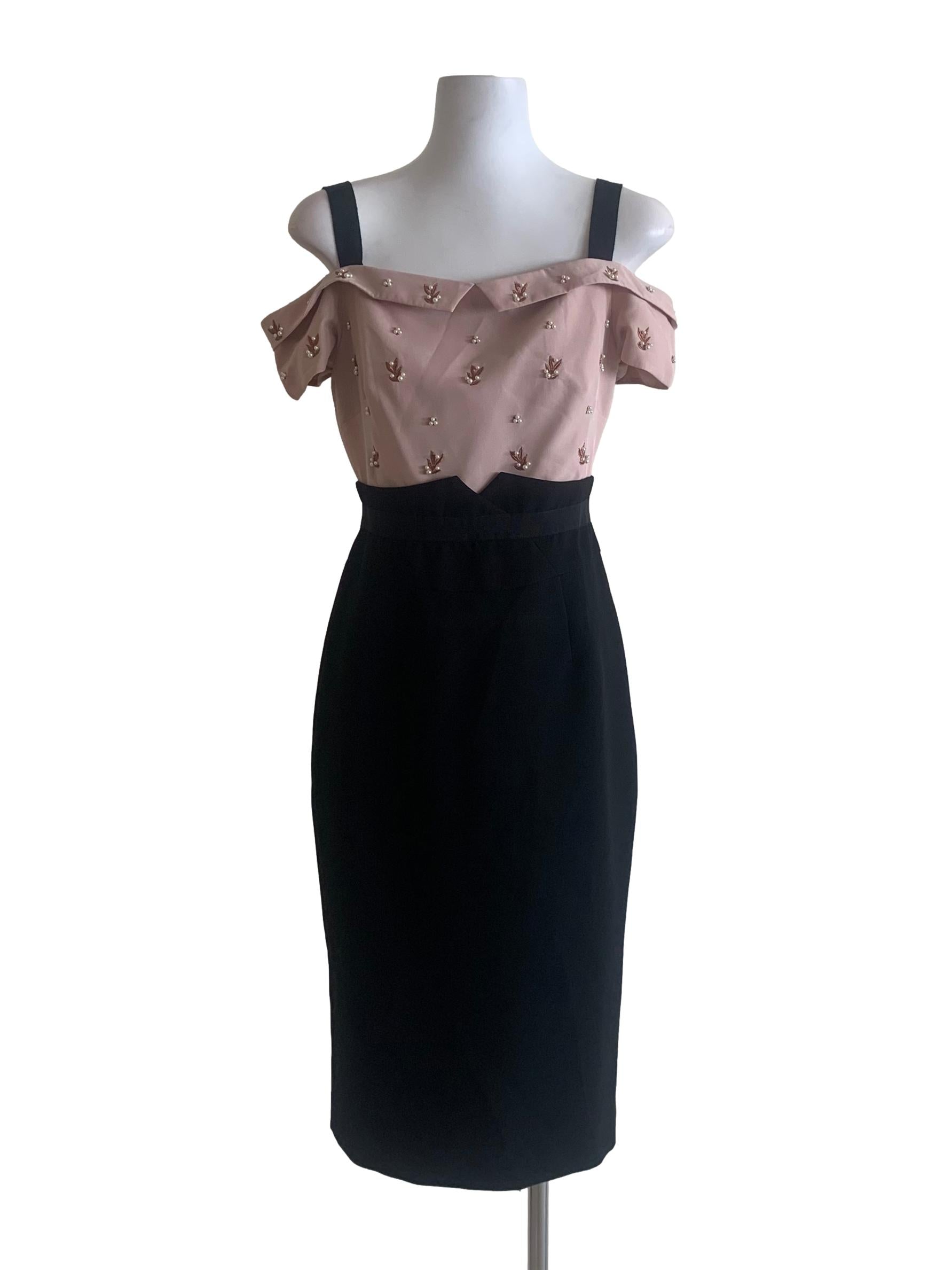 Black And Pink Beaded Dress