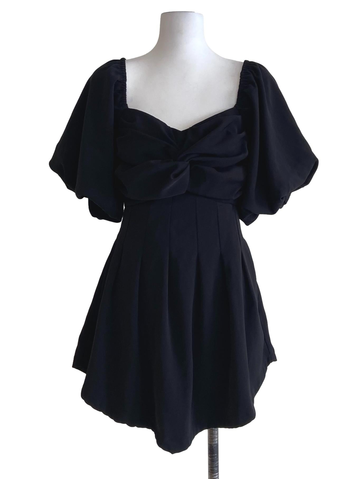 Black Puff Sleeve Mini Dress