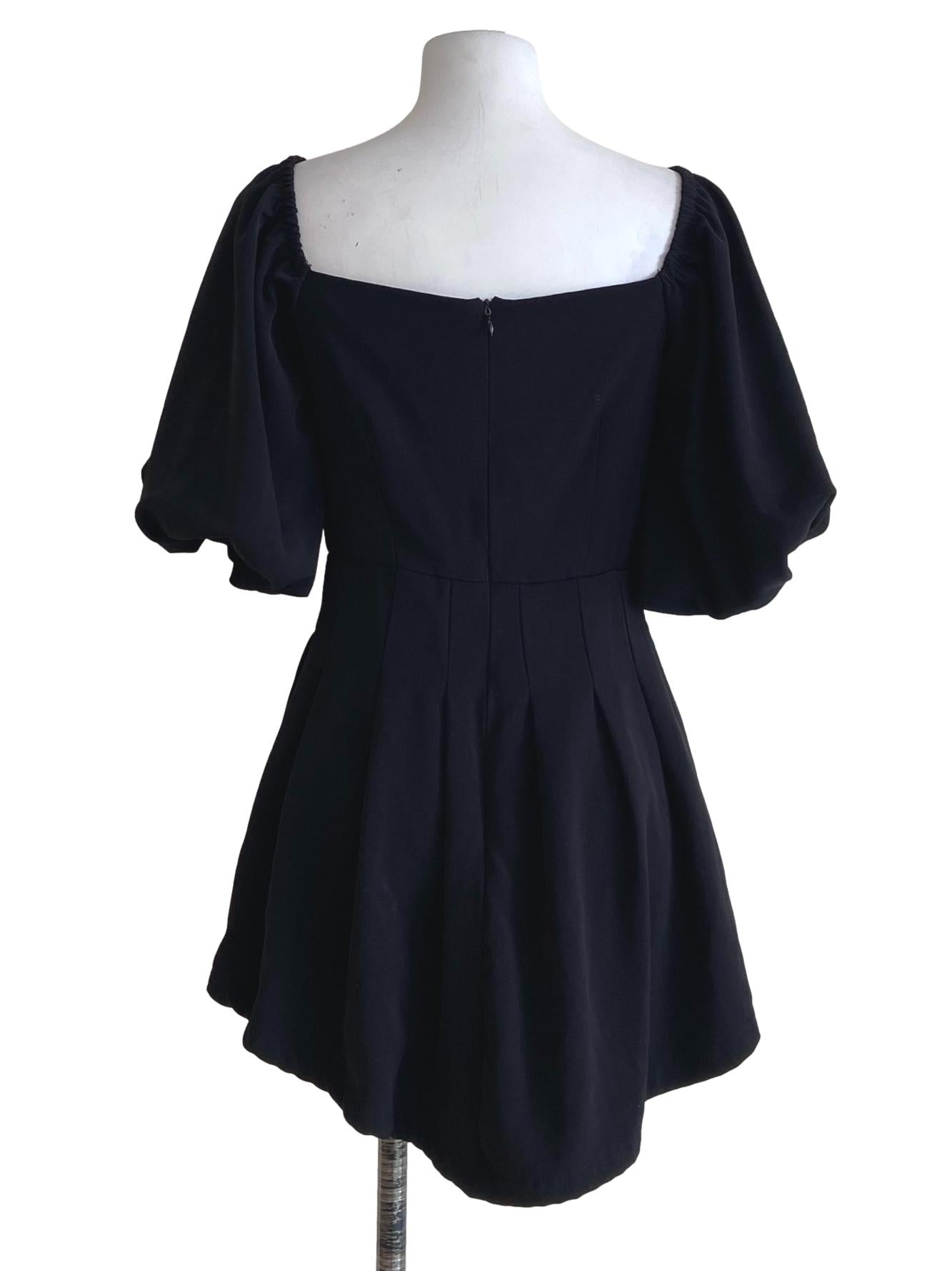 Black Puff Sleeve Mini Dress
