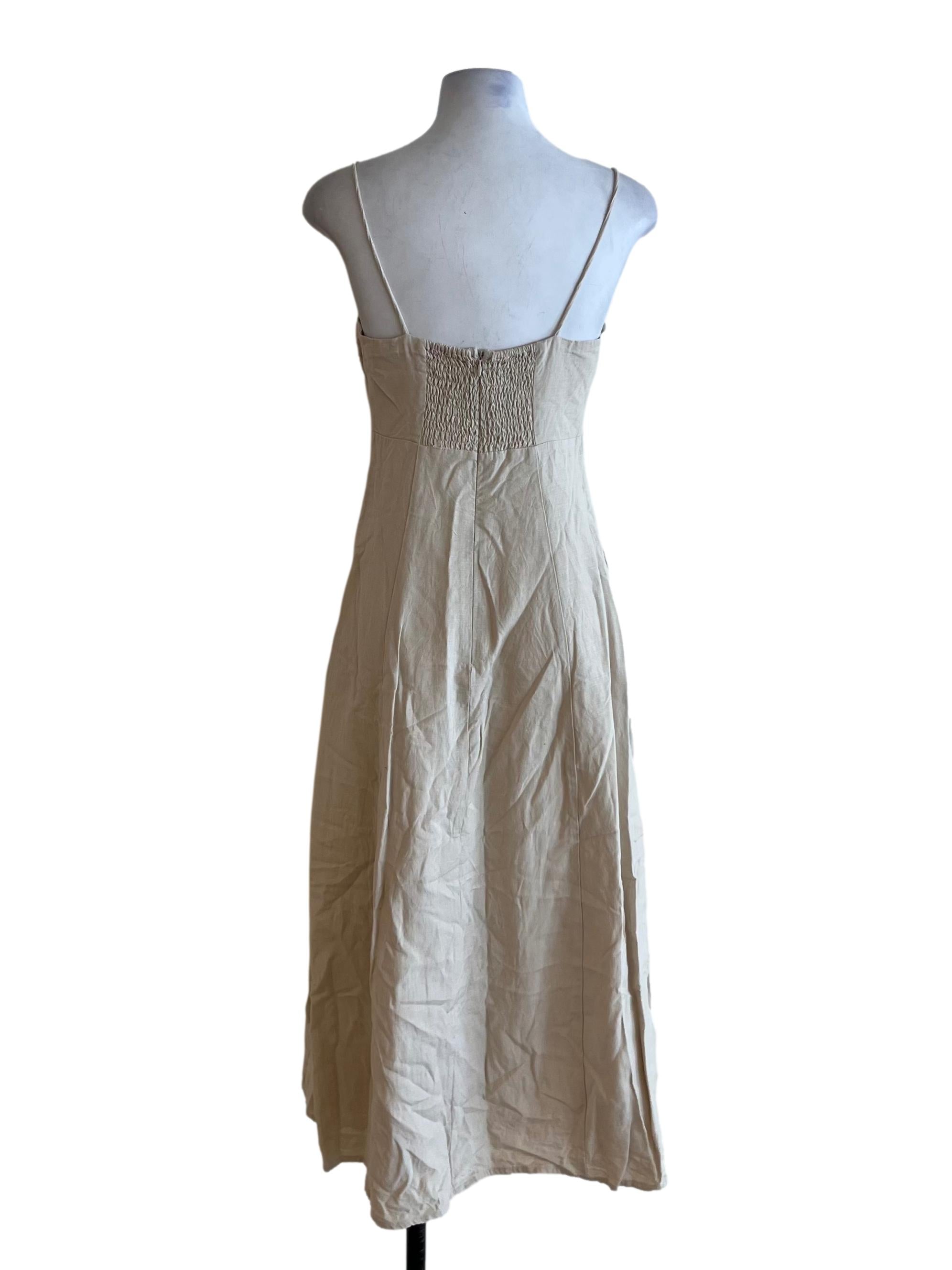 Beige Spaghetti Strap A-Line Dress