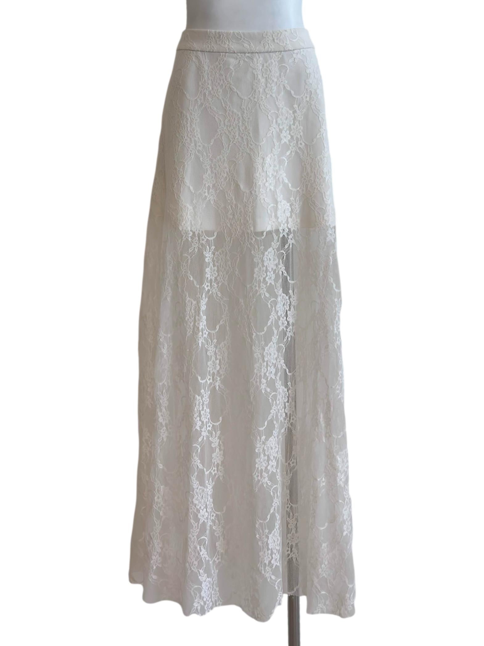 Daisy White Lace Maxi Skirt