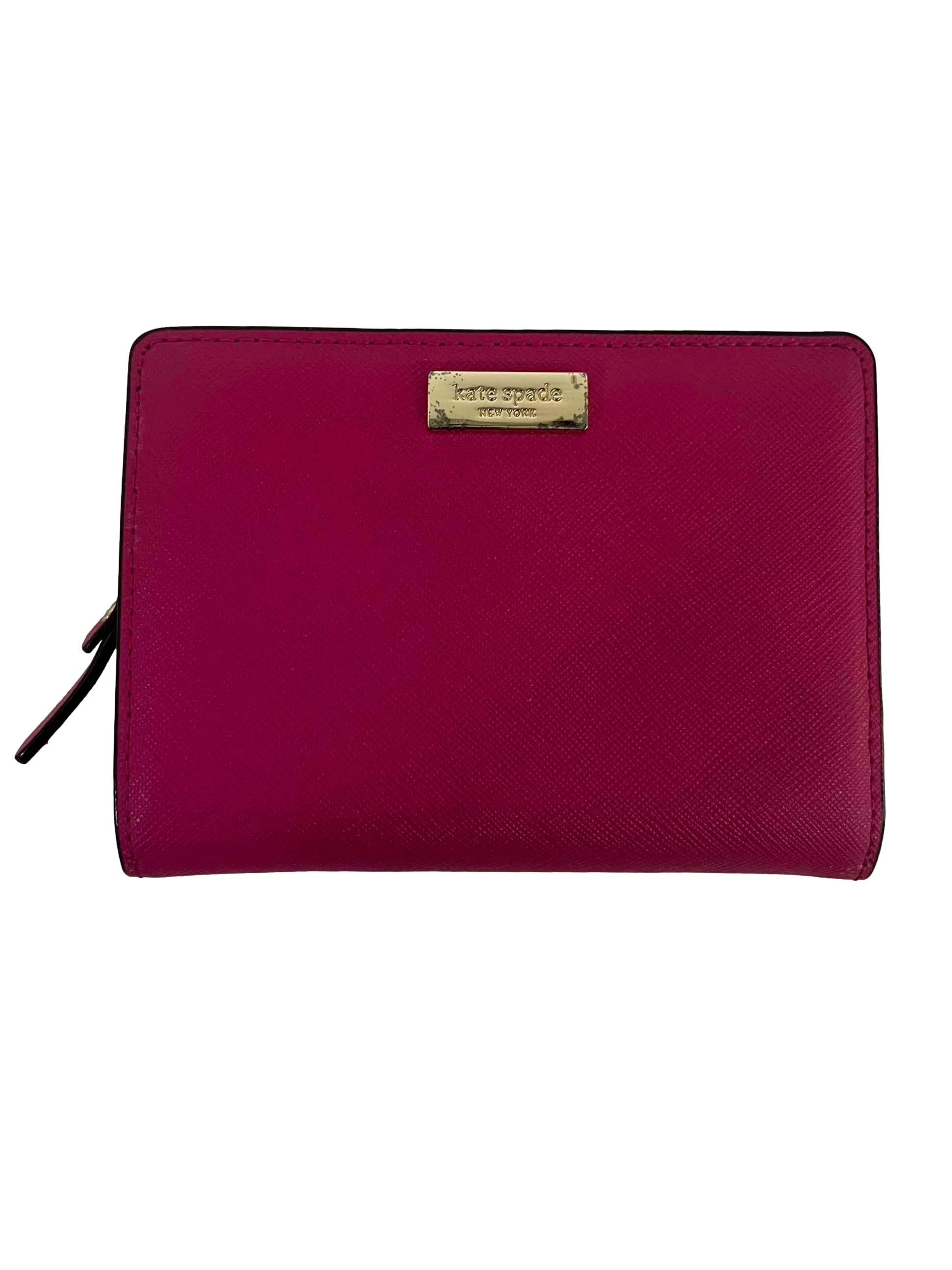 Hot Pink Leather Small Wallet