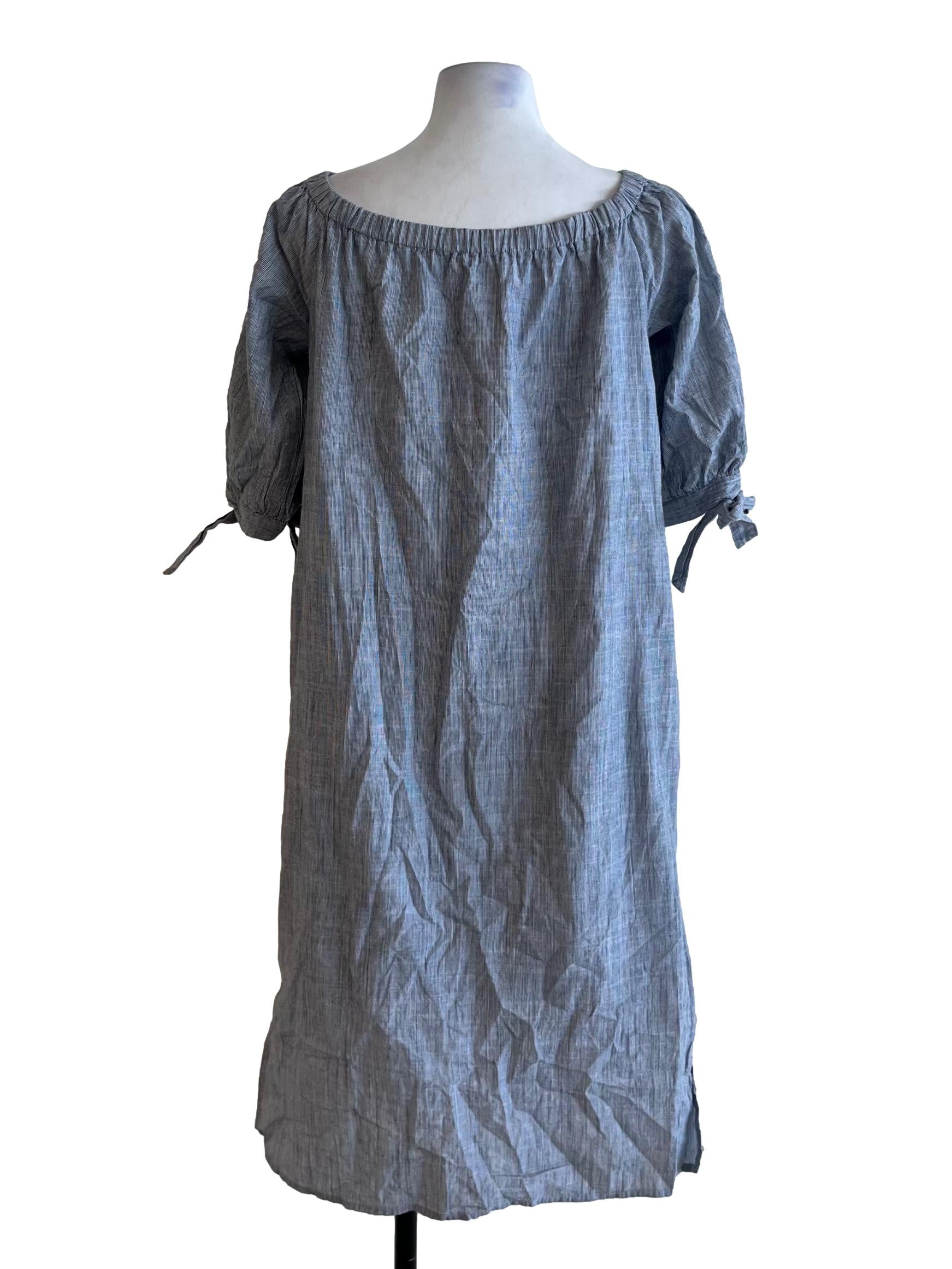 Blue Pencil Stripe Empire Dress