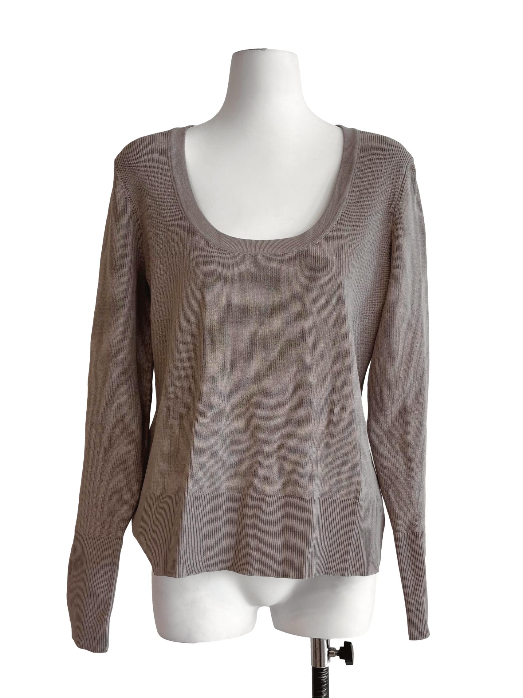 Khaki Scoop Neck Knit Top LB