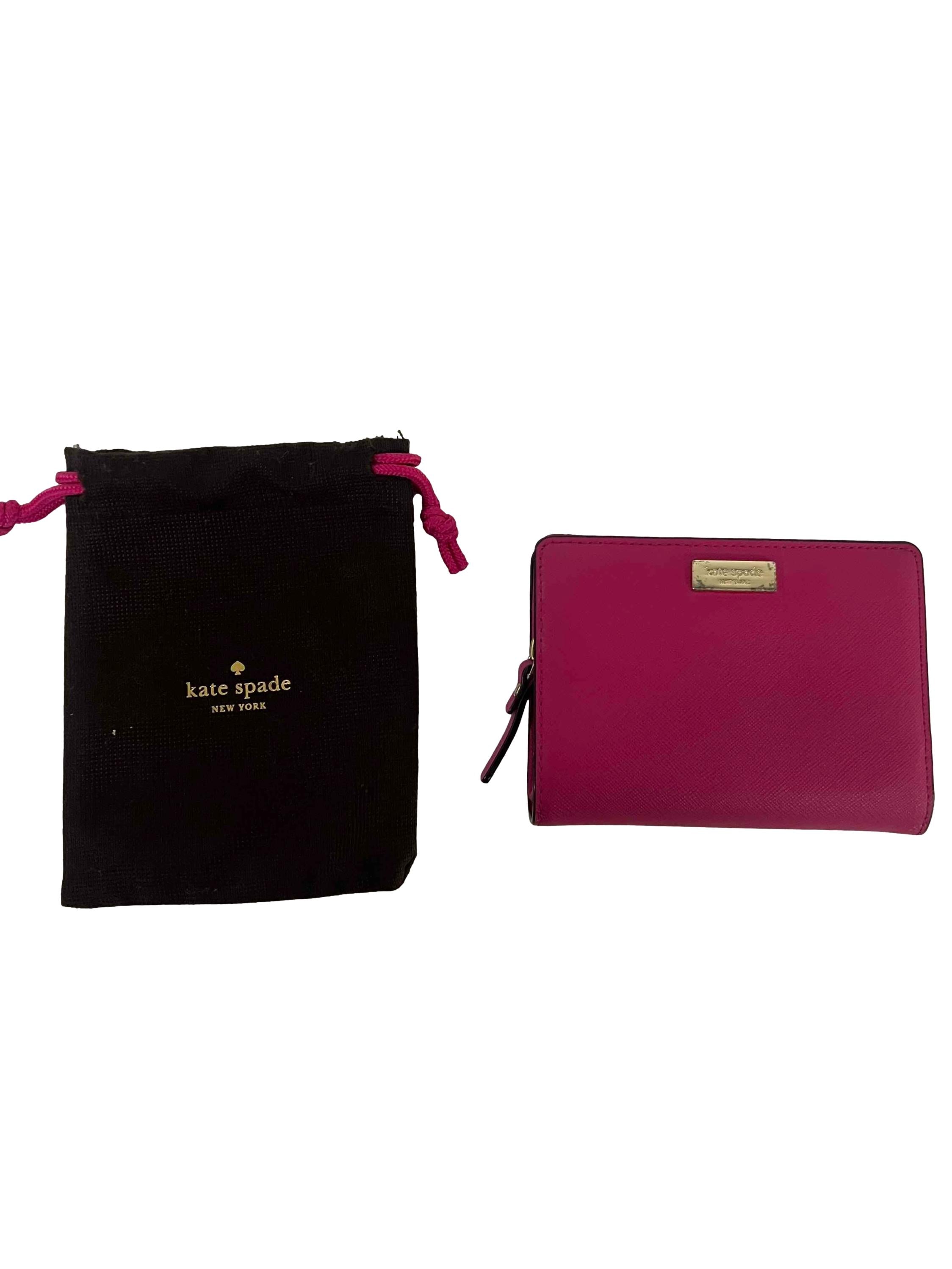 Hot Pink Leather Small Wallet