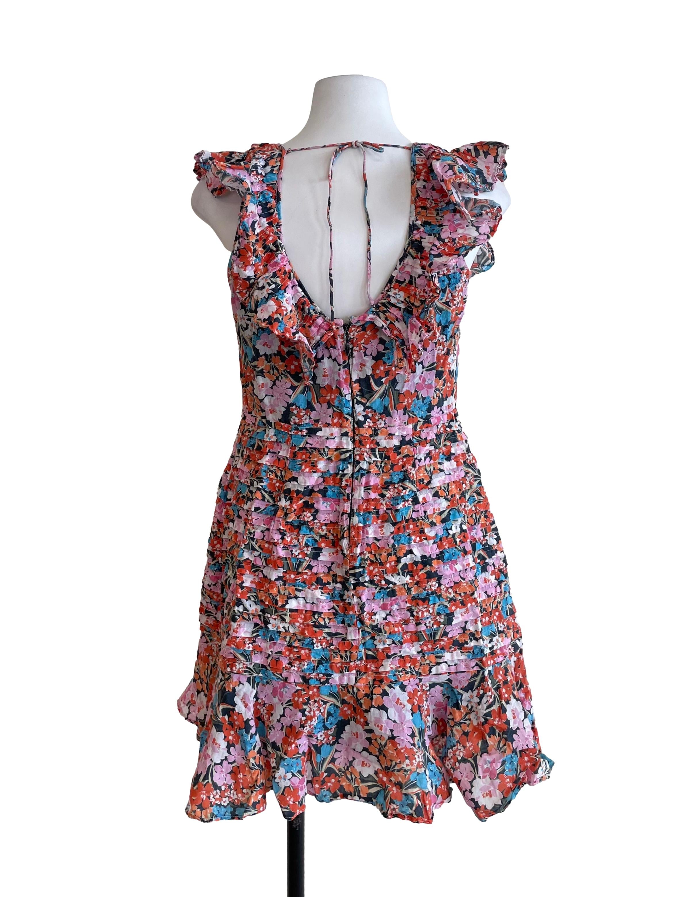 Black Multicolor Floral Ruffles Sun Dress