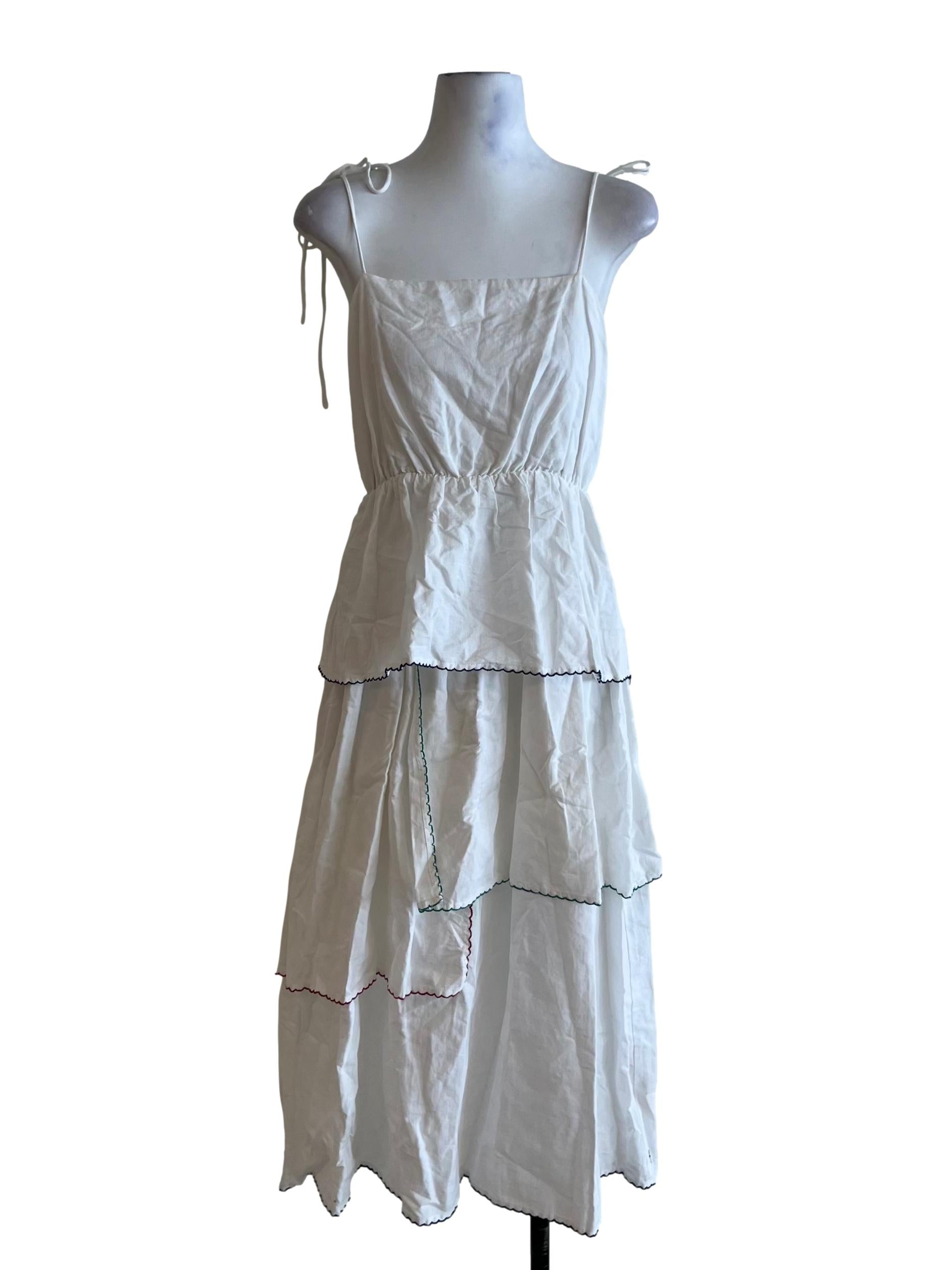 White Spaghetti Strap A-Line Dress
