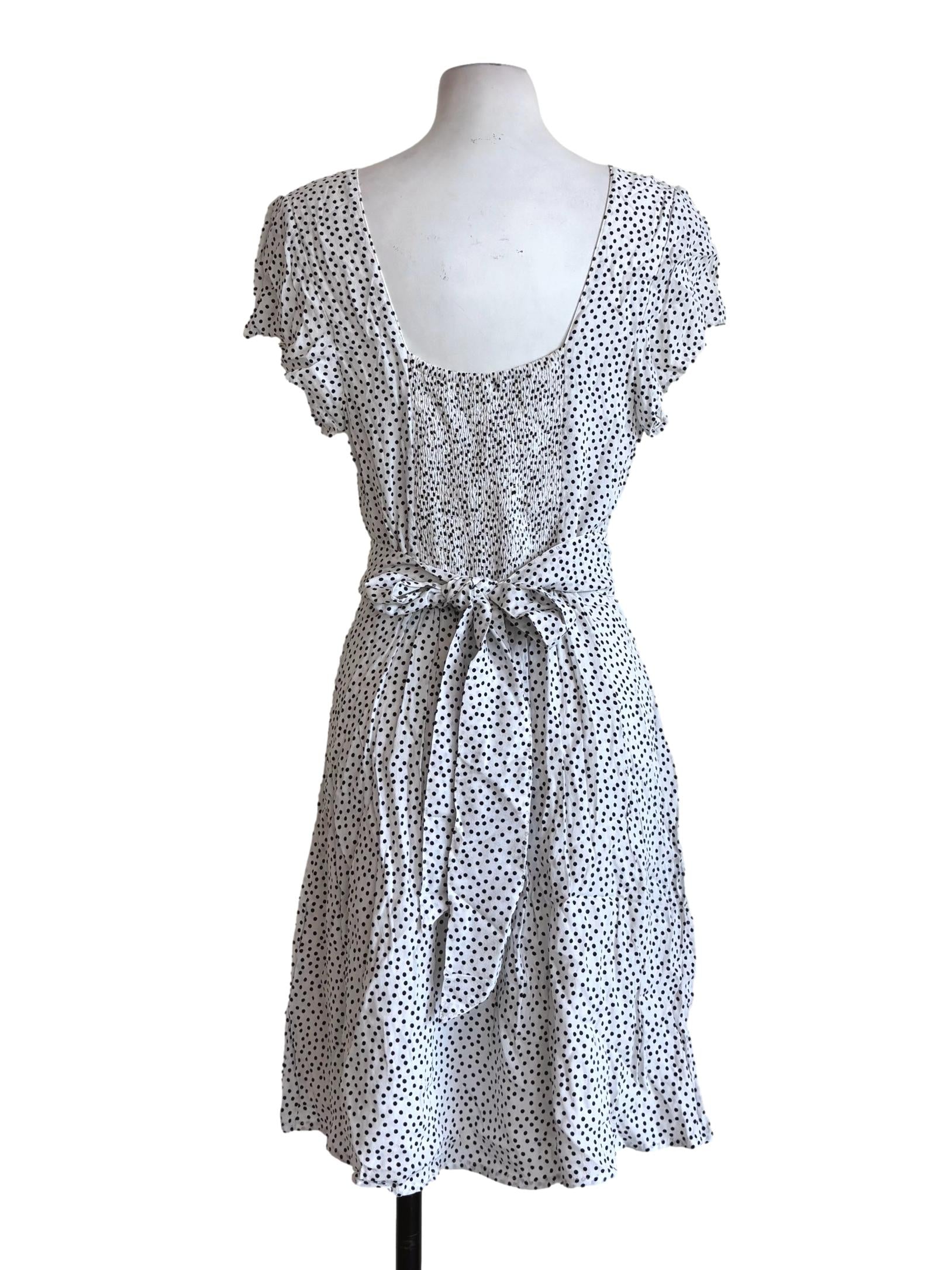 White Polka Dot Flowy A-Line Dress