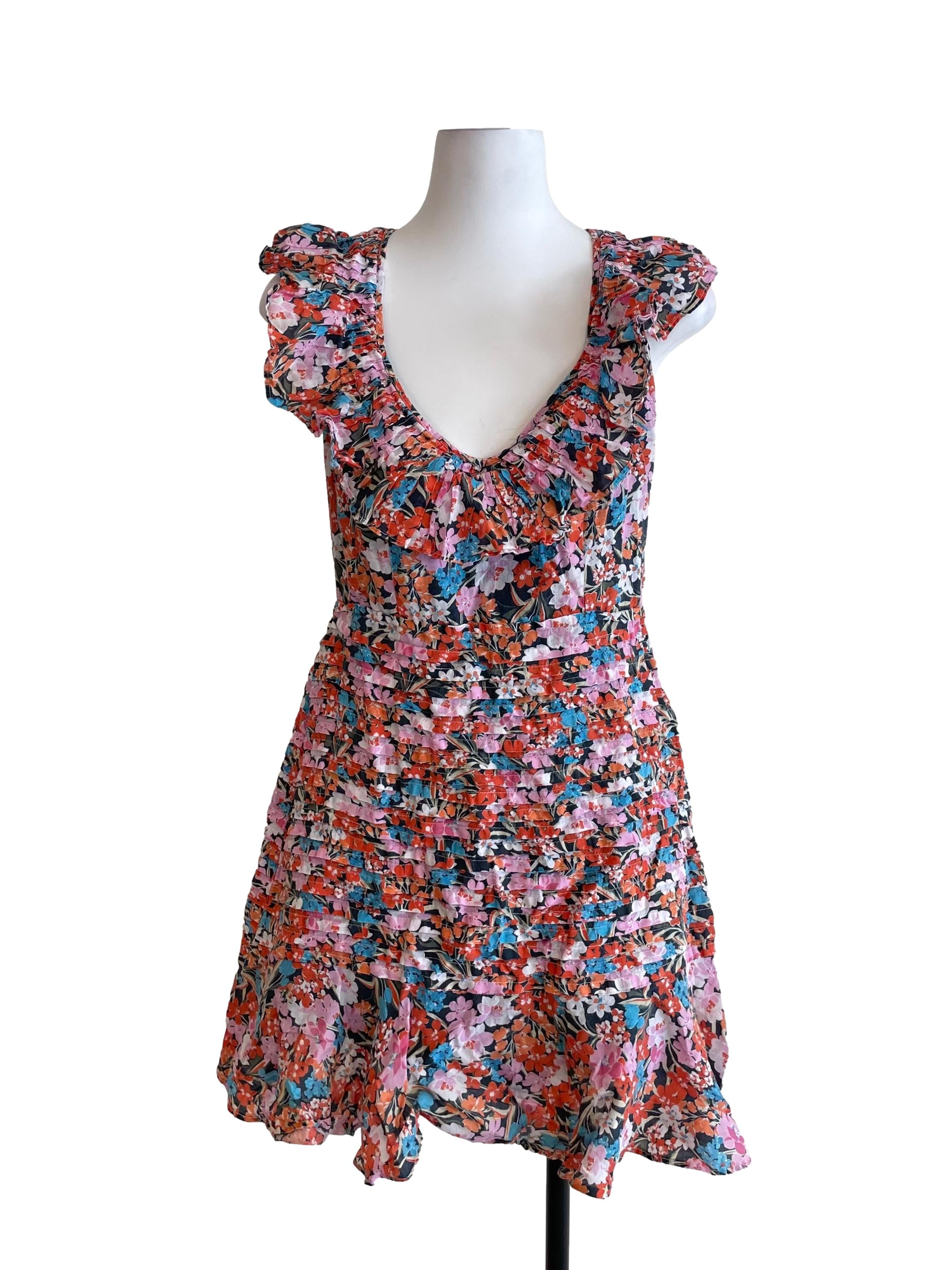 Black Multicolor Floral Ruffles Sun Dress