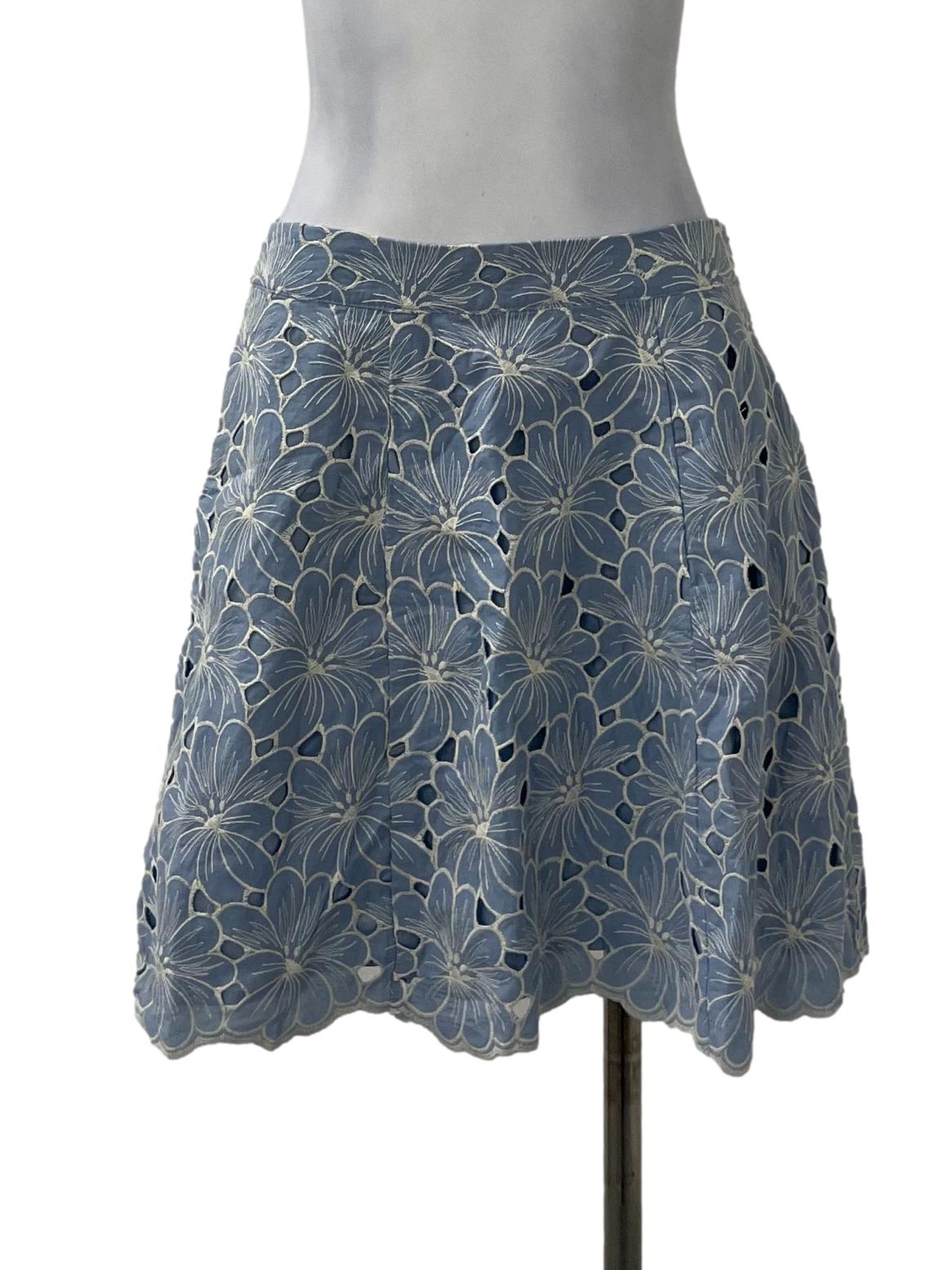 Blue Lace Floral Skirt