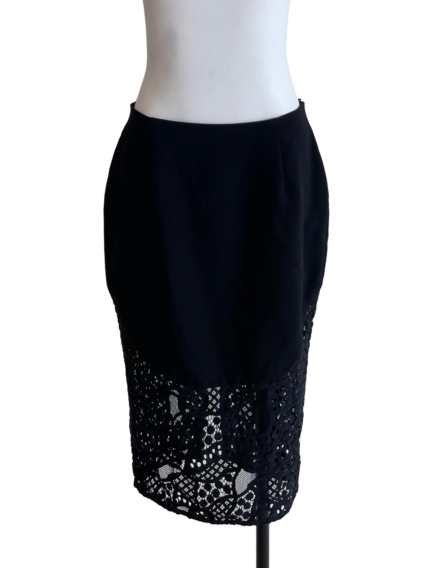 Black Lace Hem Tube Skirt