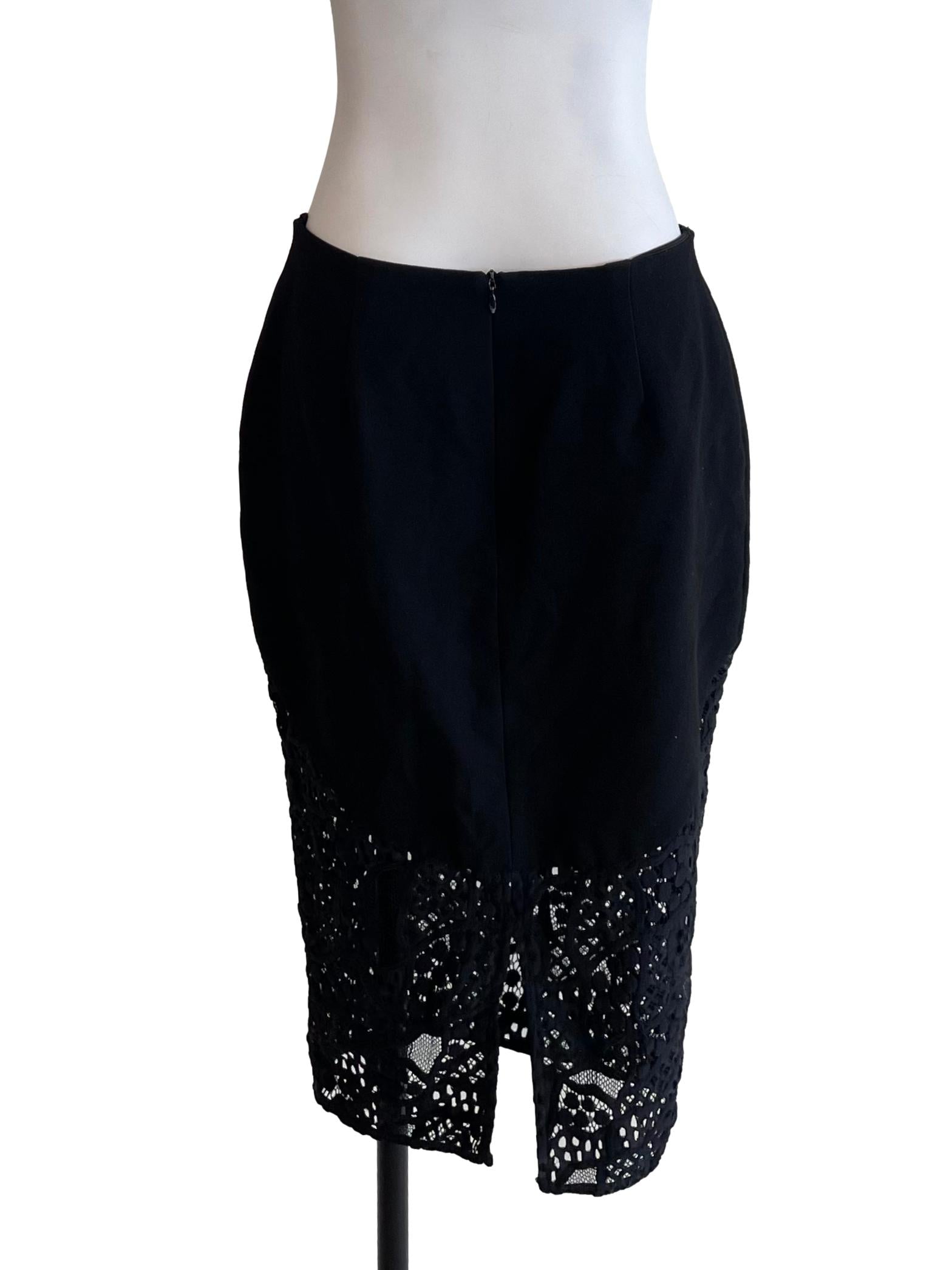 Black Lace Hem Tube Skirt