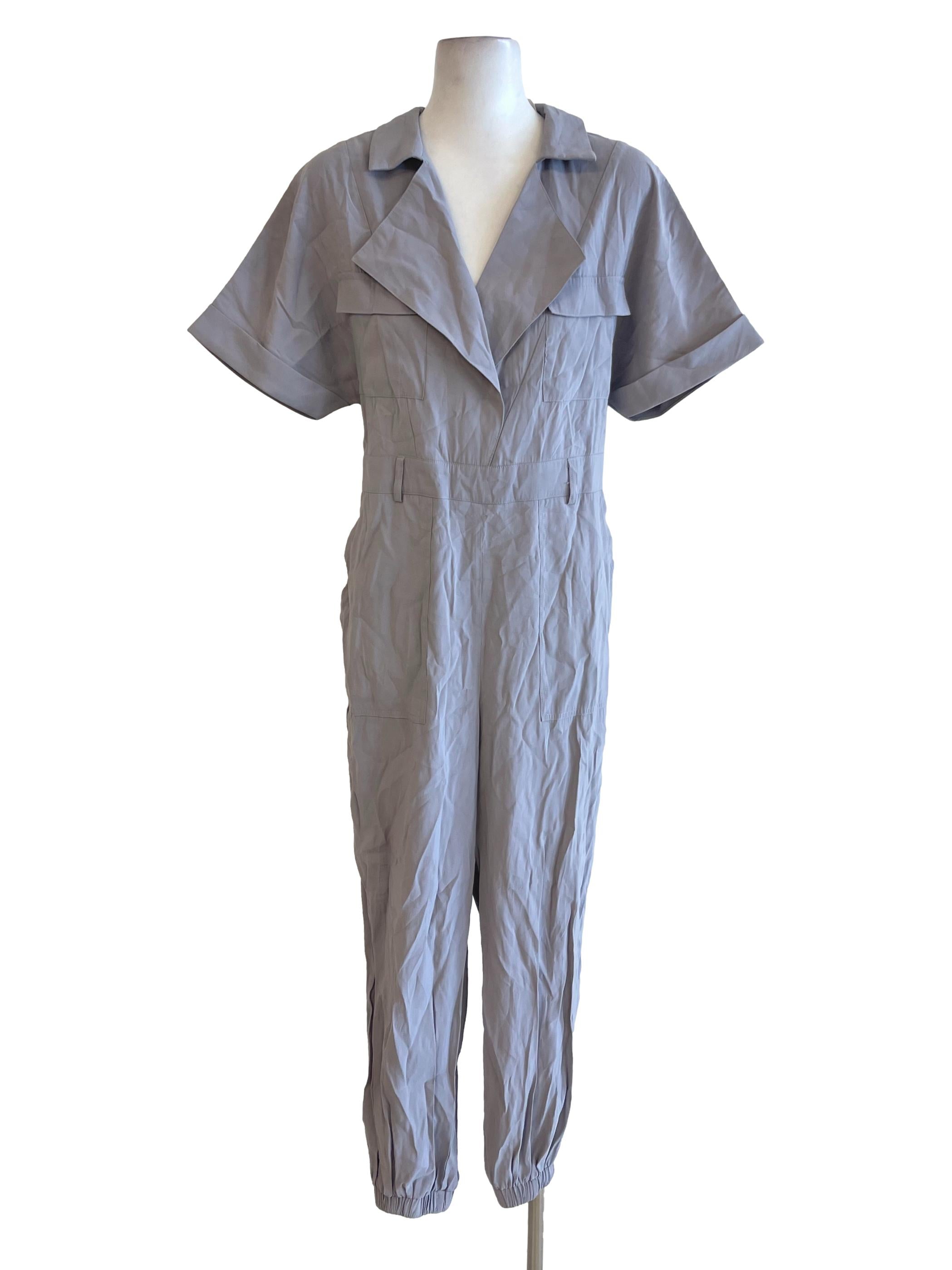 Flint Grey Notched Collar Jumpsuit LB