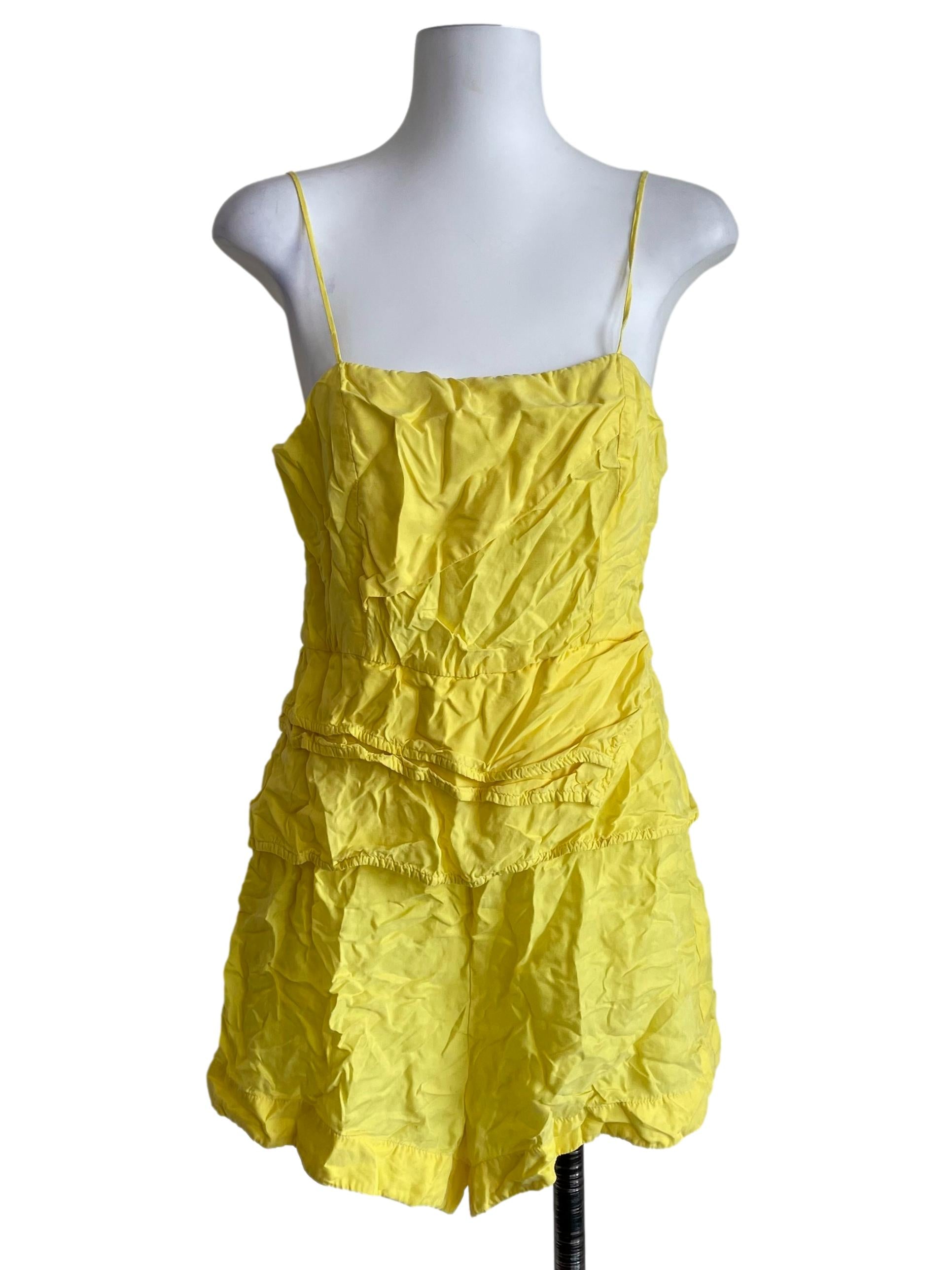 Bright Yellow Overlay Cami Romper