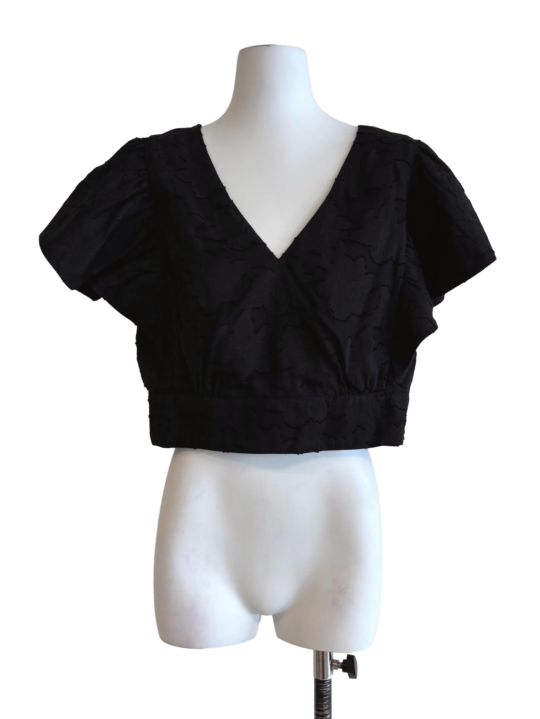 Eerie Black Textured Cropped Top LB