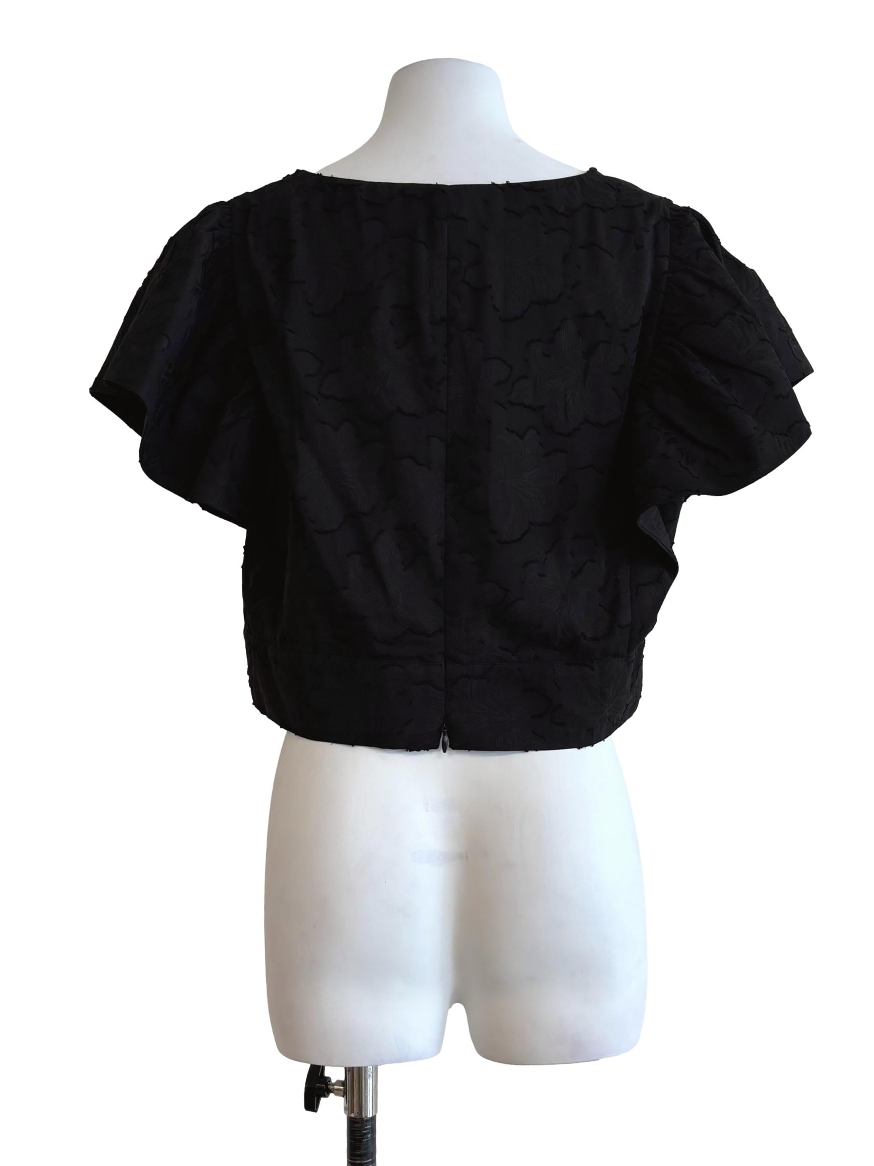 Eerie Black Textured Cropped Top LB