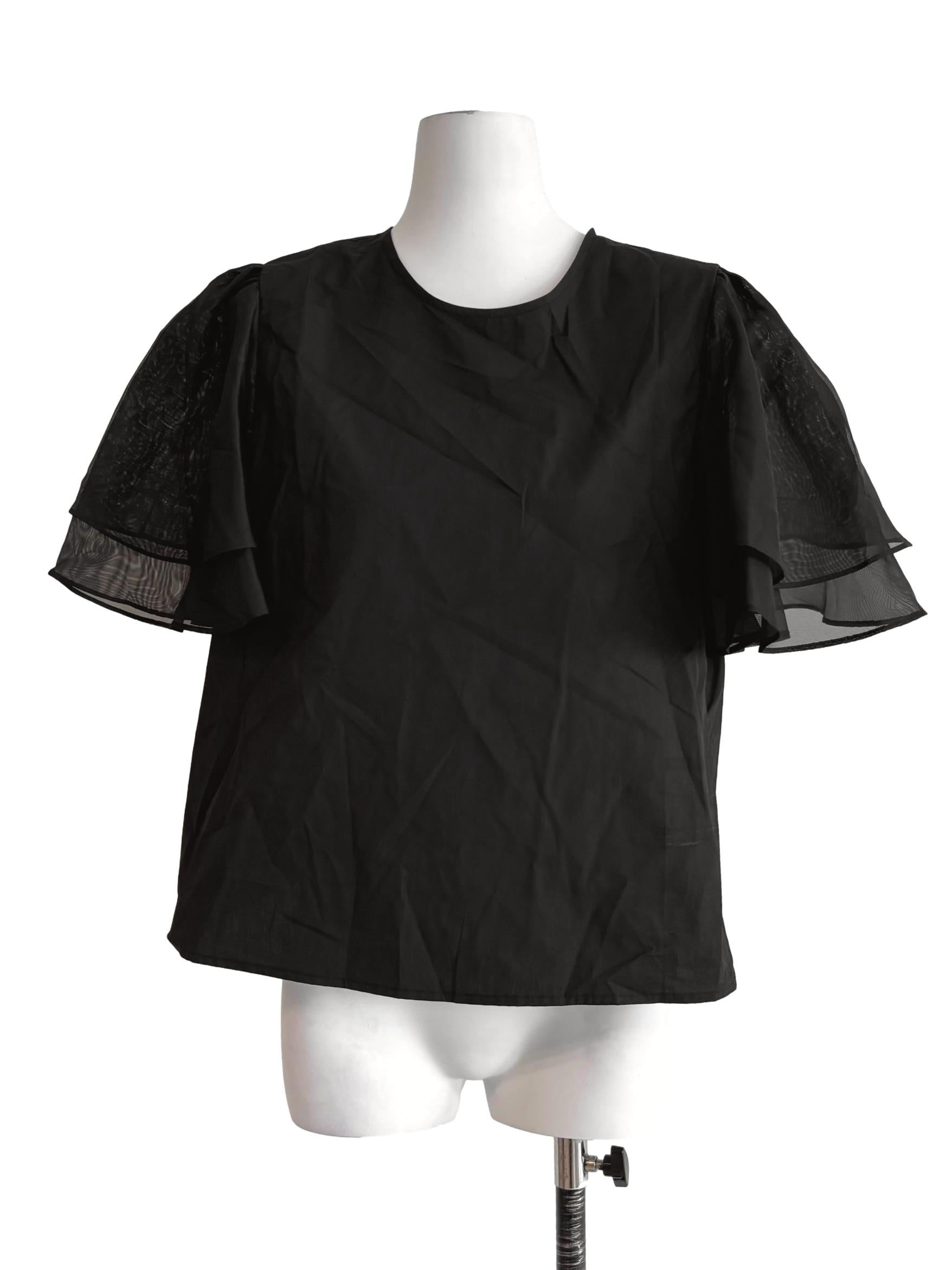 Jet Black Butterfly Sleeve Top LB