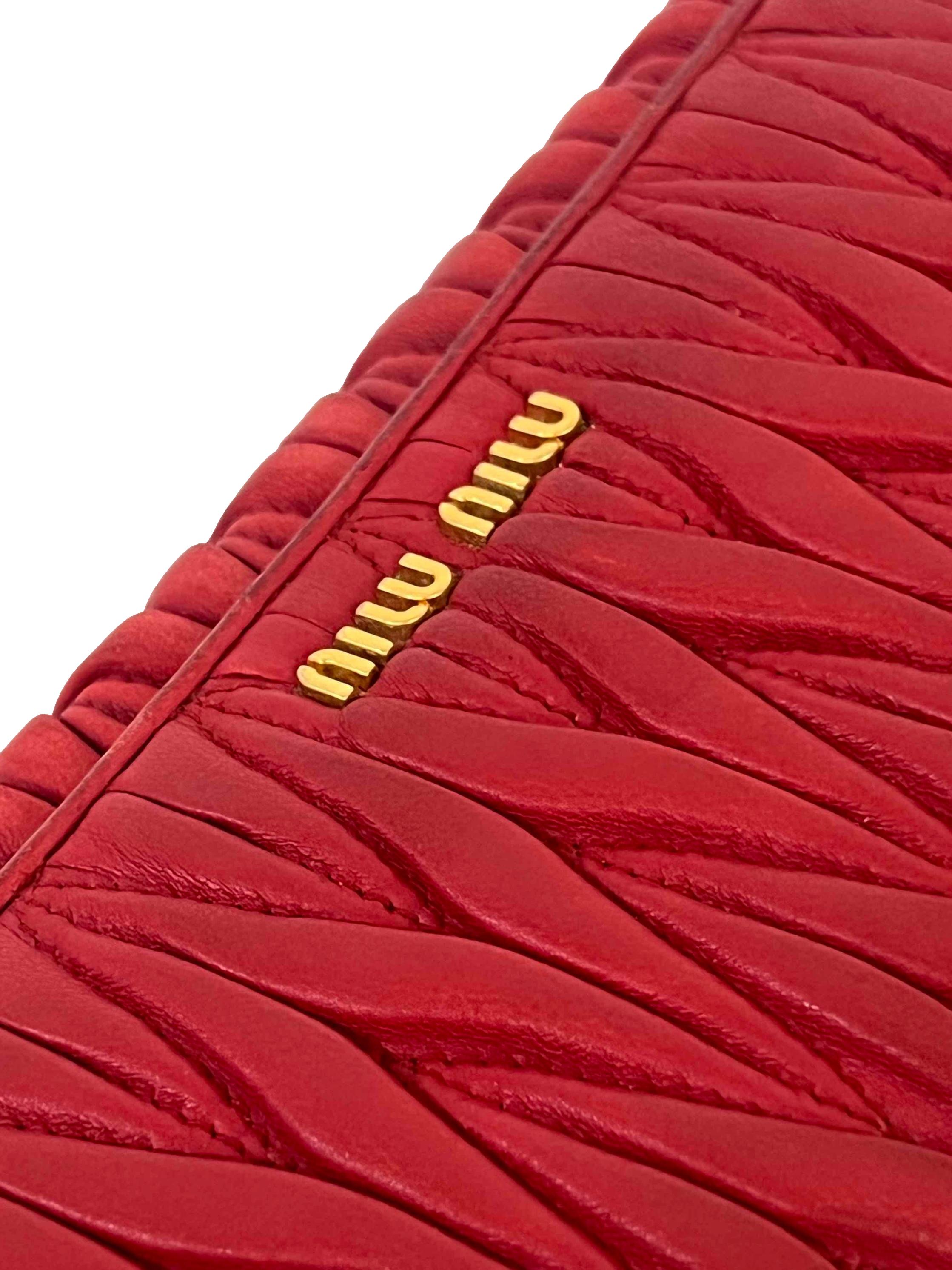 Red Matelasse Long Flap Wallet