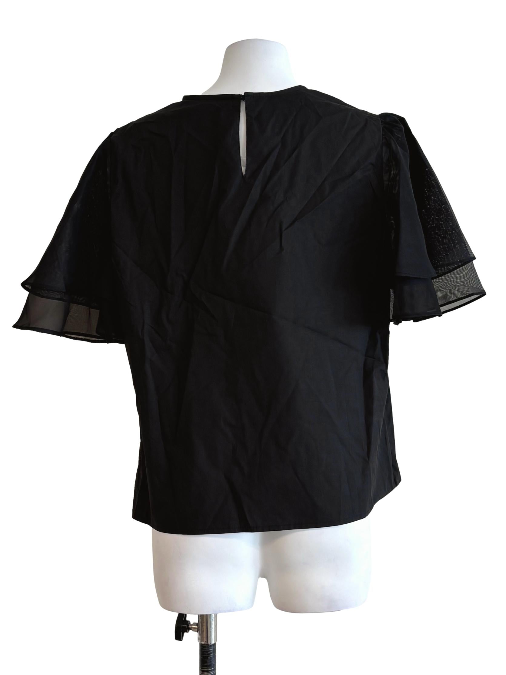 Jet Black Butterfly Sleeve Top LB