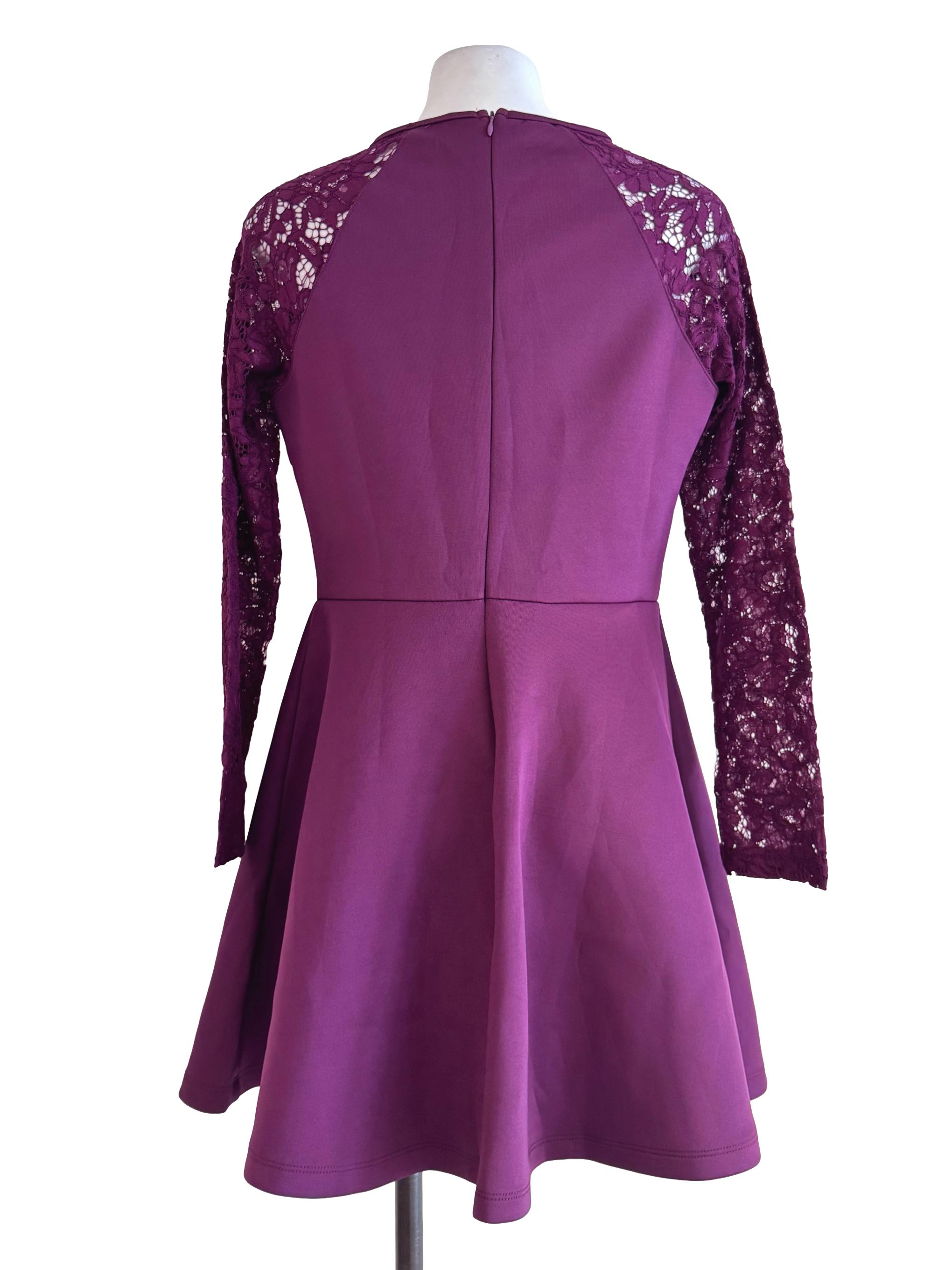 Plum Purple Long Sleeve Lace Dress
