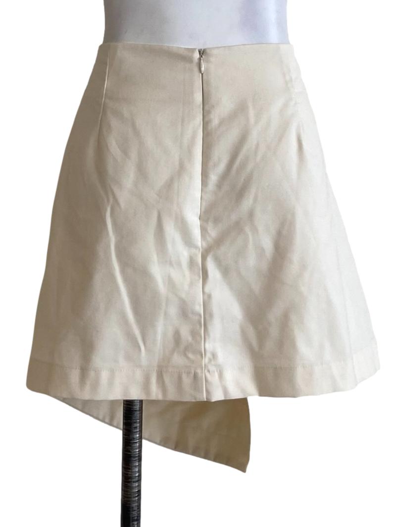 Cream Beige Wrap Mini Skirt