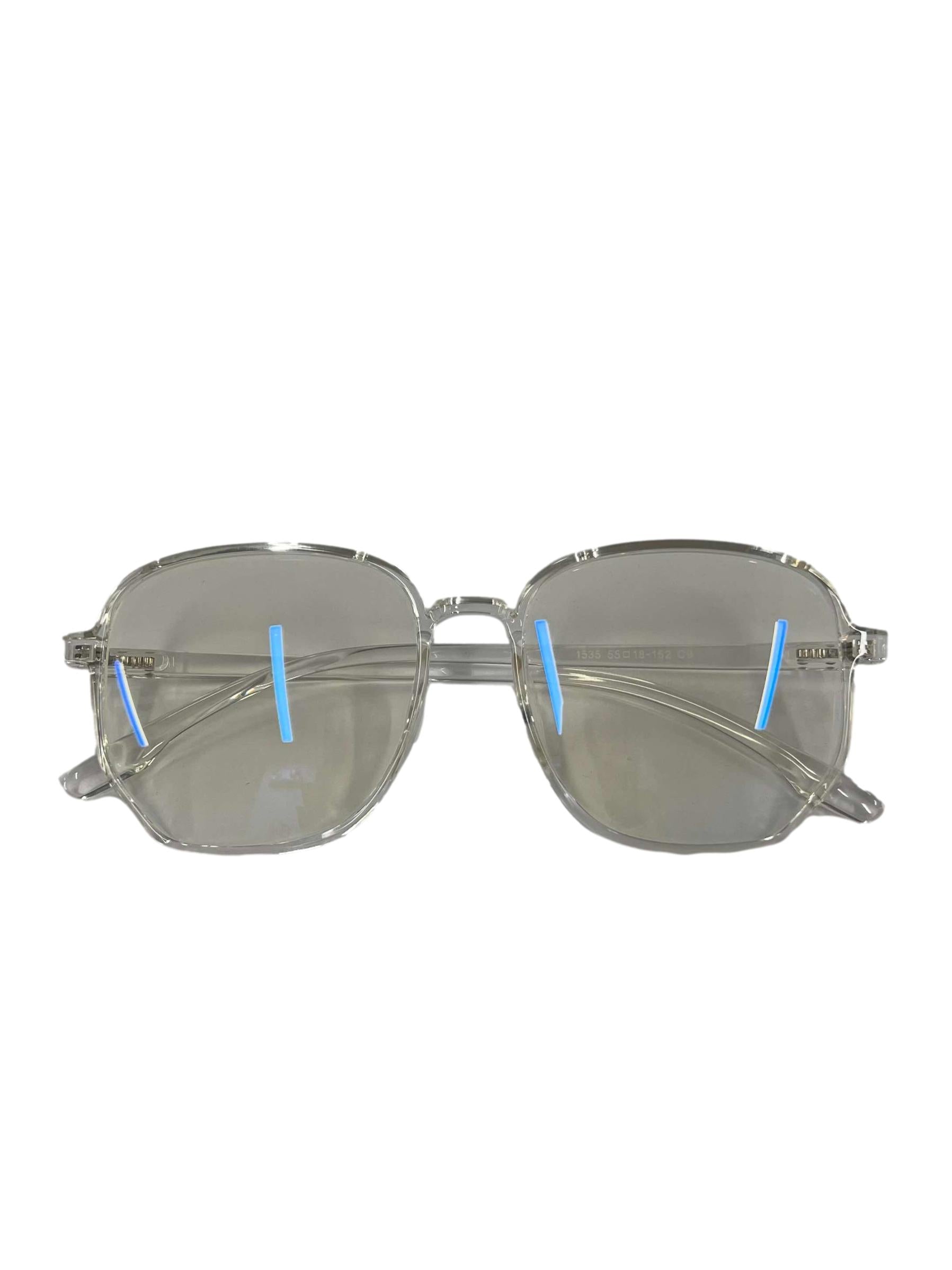 Clear Square Plastic Frame Sunglasses