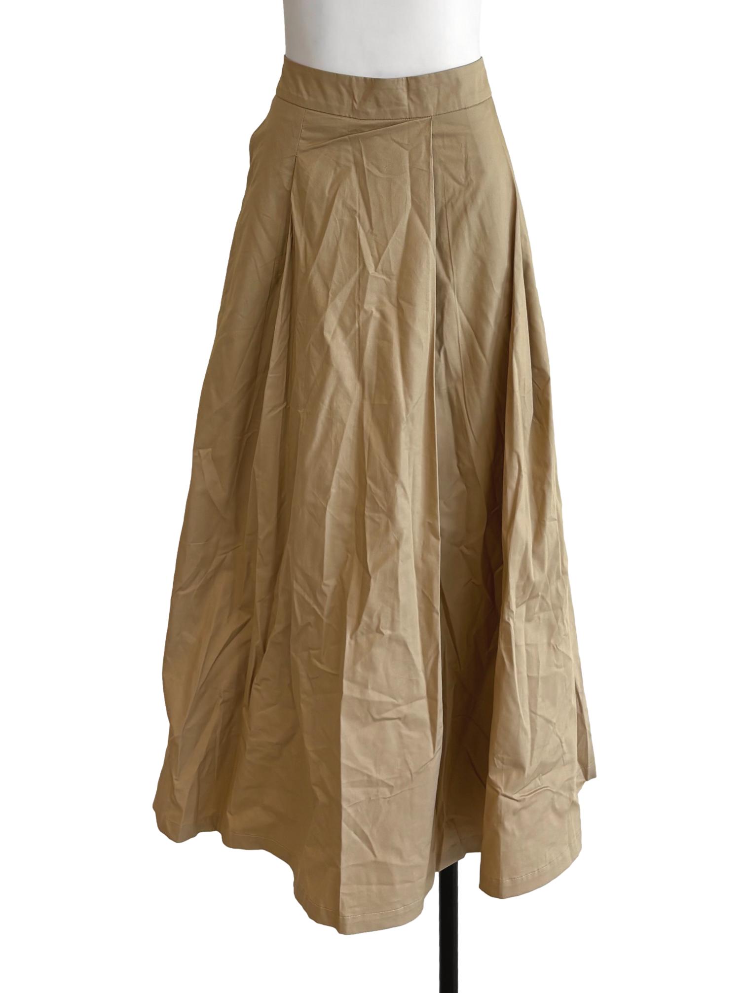 Buff Brown Cotton A-Line Skirt TEM