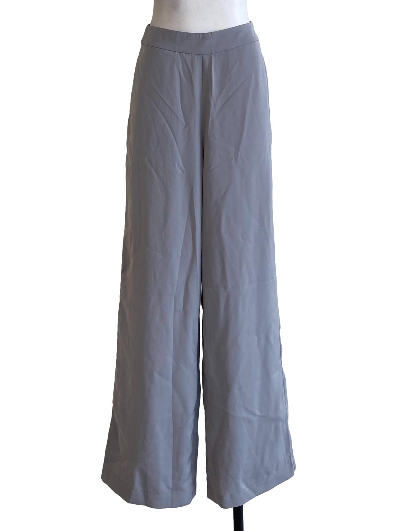 Silver Grey Highwaist Straight Formal Pants