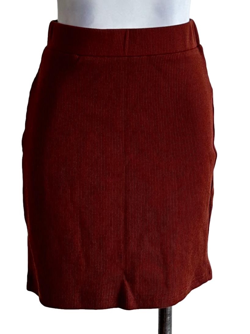 Cinnamon Brown Pencil Stripes Pattern Mini Skirts