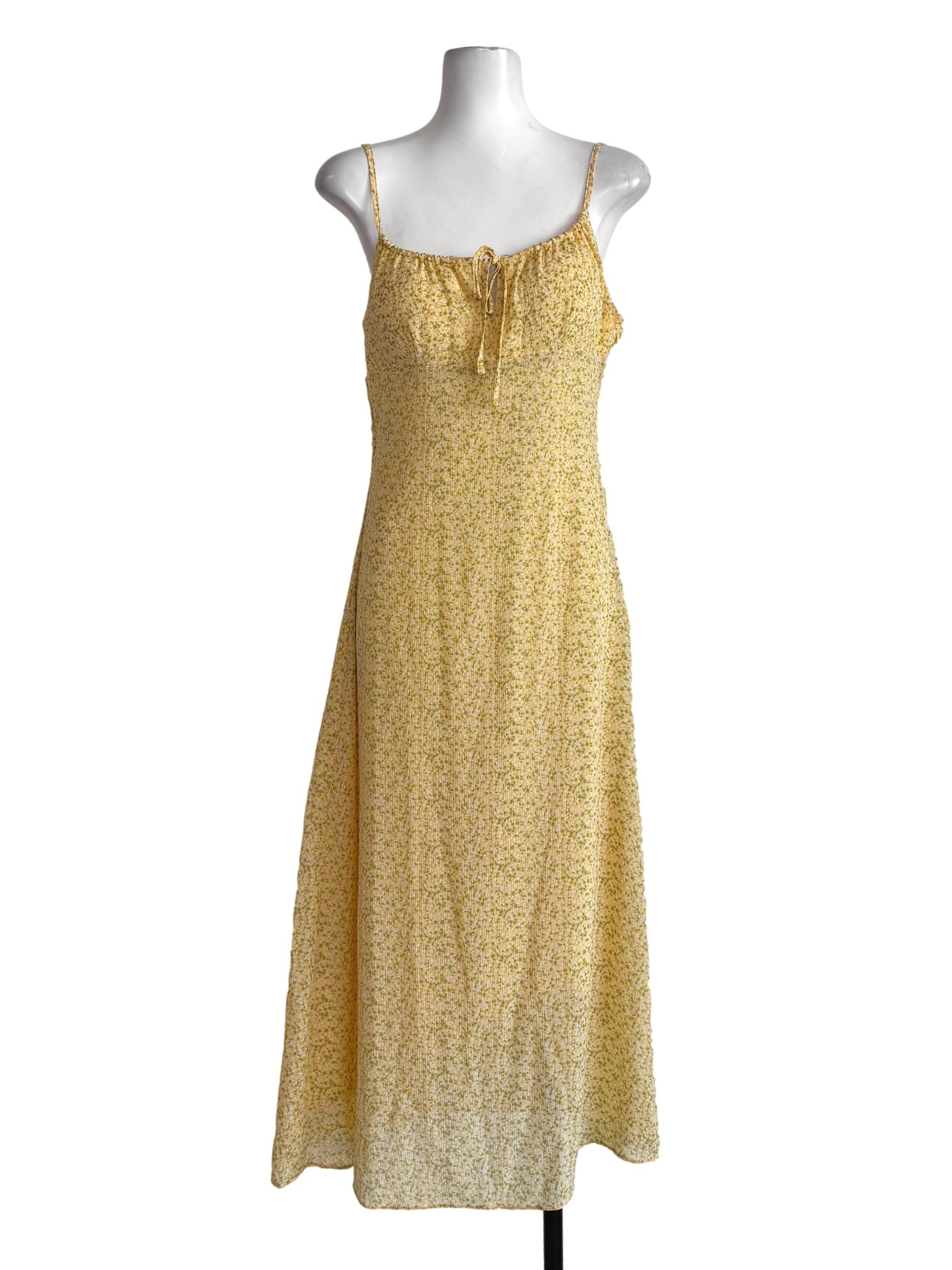 Mellow Yellow Spaghetti Strap Floral Slip Dress