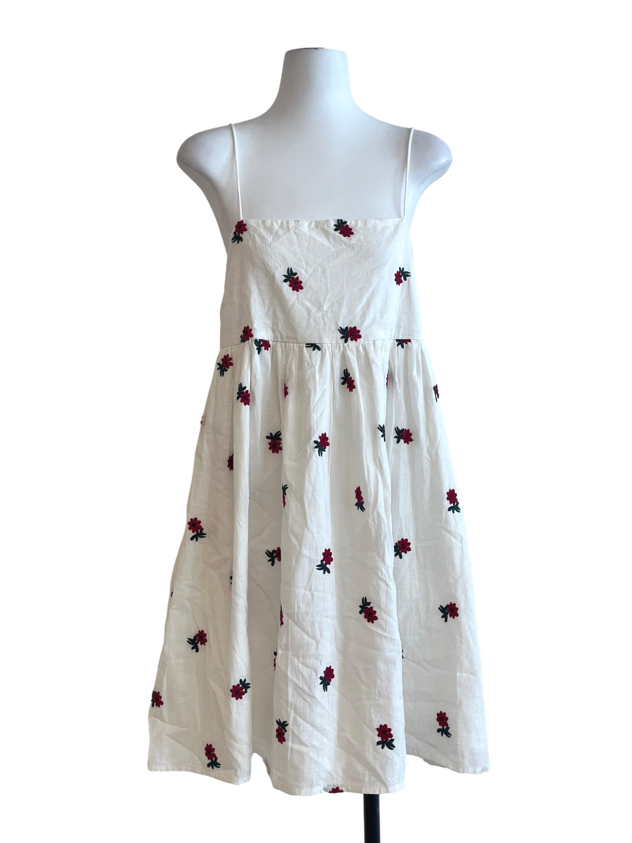 Chiffon White Floral Print Sleeveless Dress