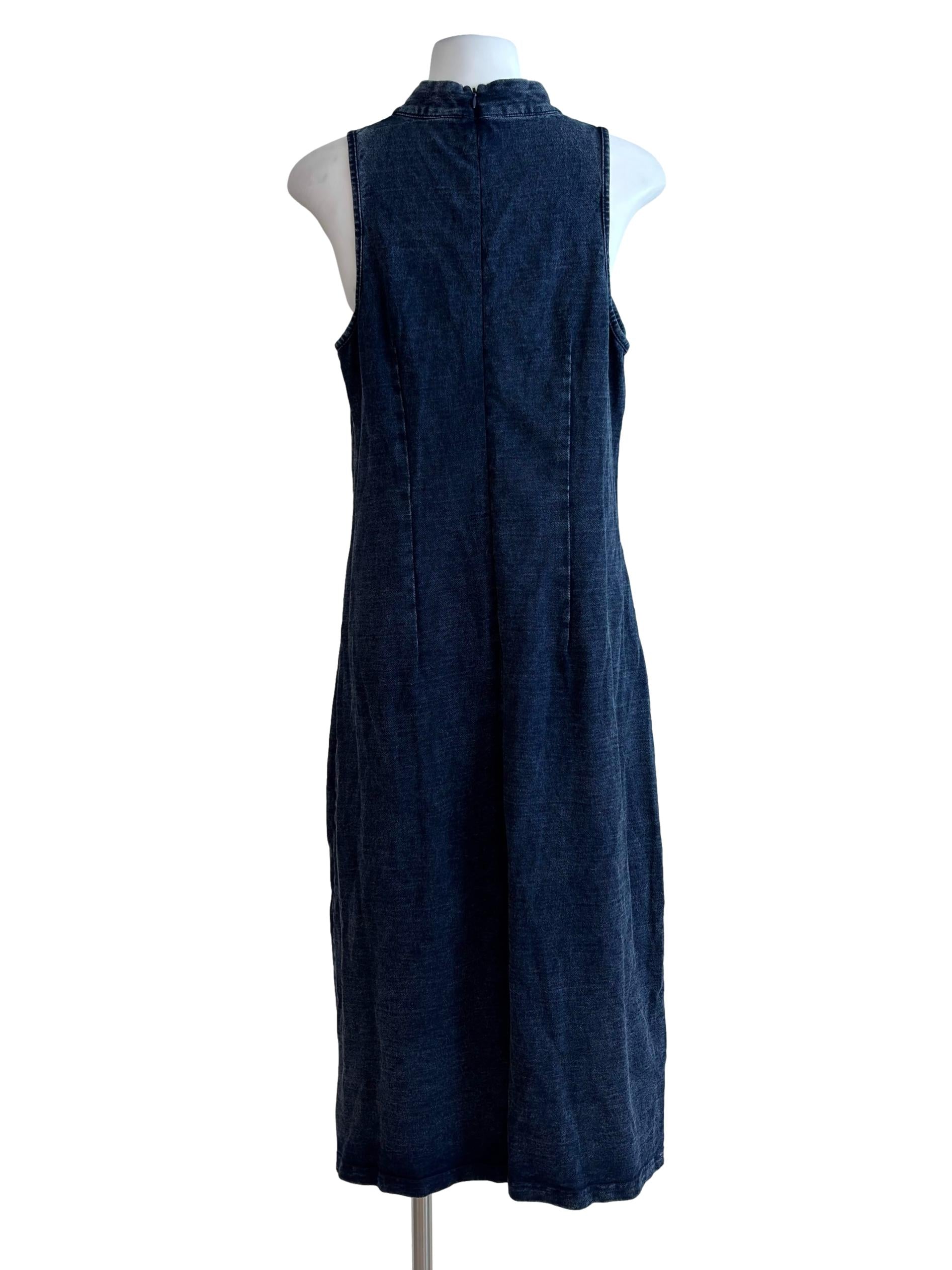 Dark Blue Denim Cheongsam Dress