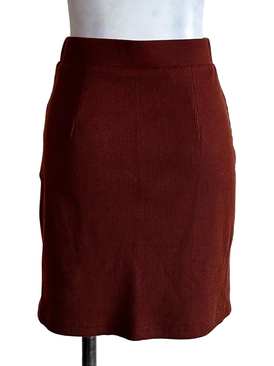 Cinnamon Brown Pencil Stripes Pattern Mini Skirts