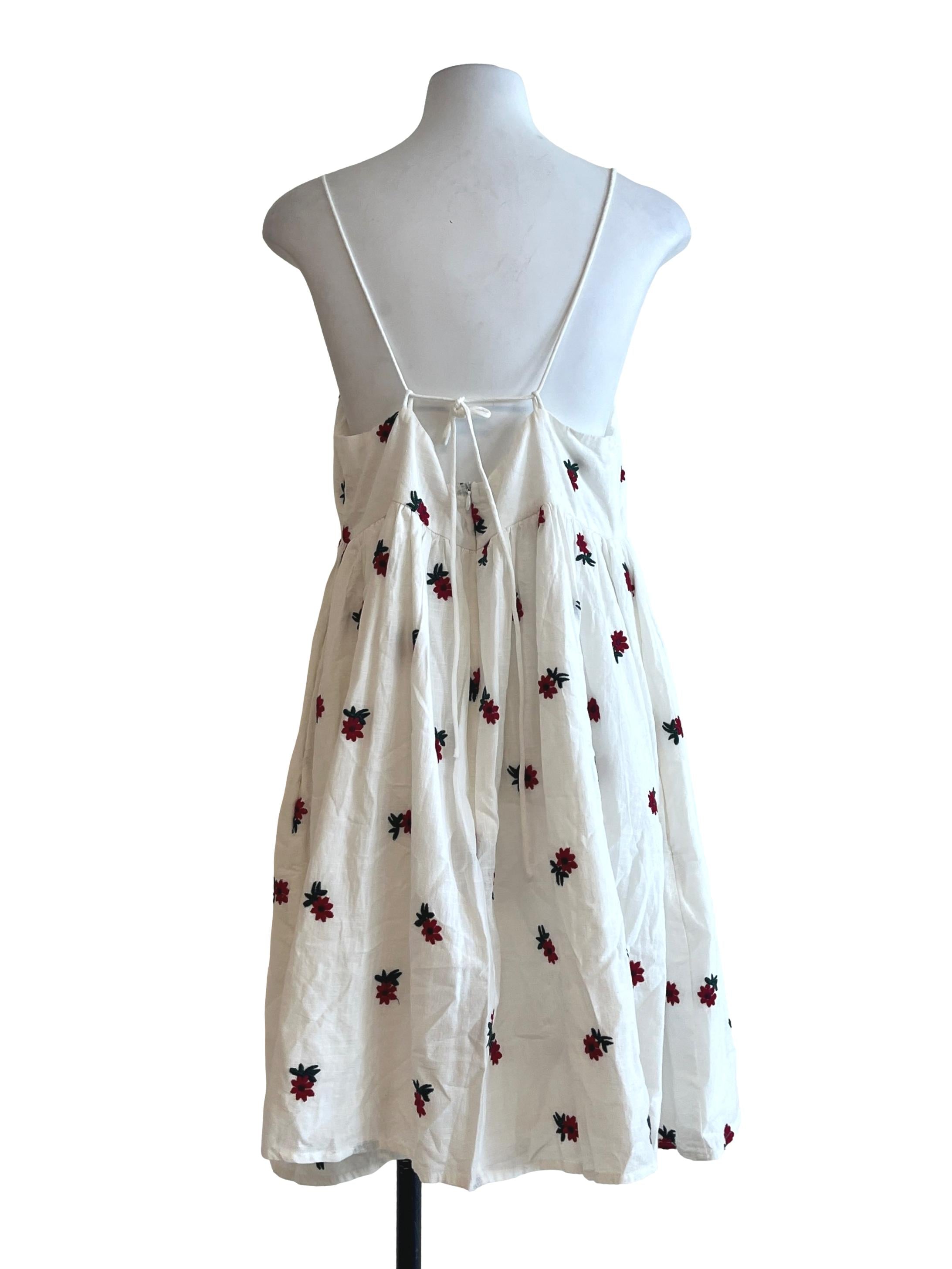 Chiffon White Floral Print Sleeveless Dress